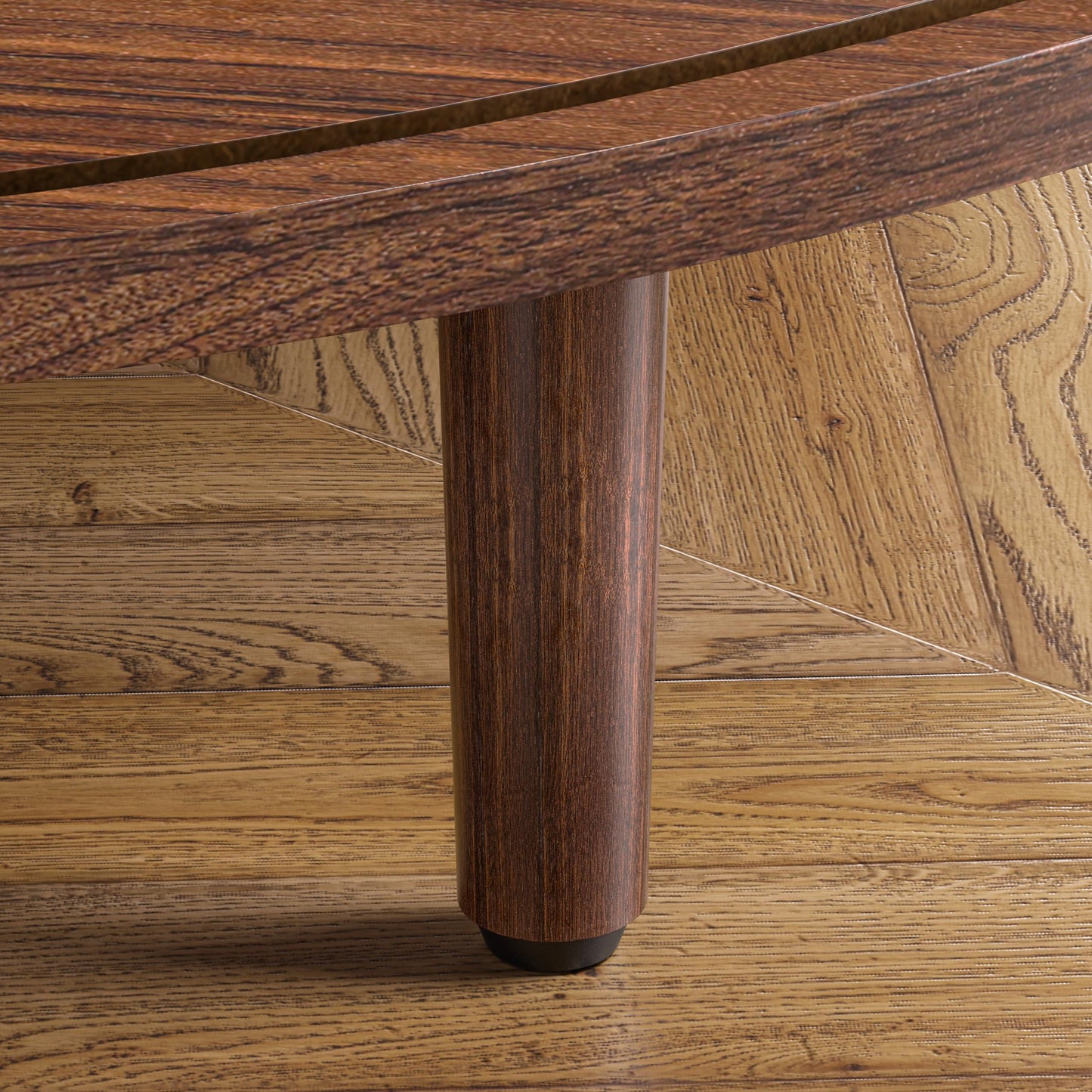 Round Coffee Table, 31.5" Fluted Center Table with Storage, Lift-Top Coffee Table with Adjustable Footpads, Sliding Door, Mid-Century Modern Center Table for Living Room, Small Space (Warm Walnut)