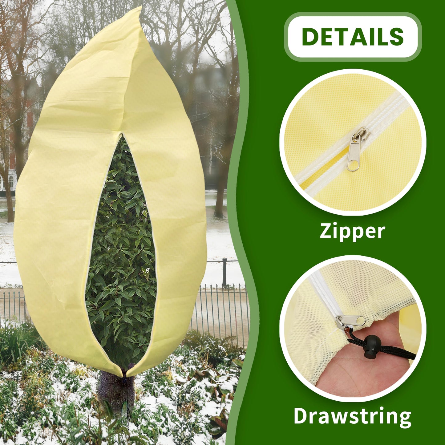 78x41inches Plant Covers Freeze Protection,2 Packs Thickened 2.82oz/yd² Frost Cloth for Outdoor Plants,Winter Tree Covers with Zipper&Drawstring,Plant Blanket for Winter Plant Covers Freeze Protection
