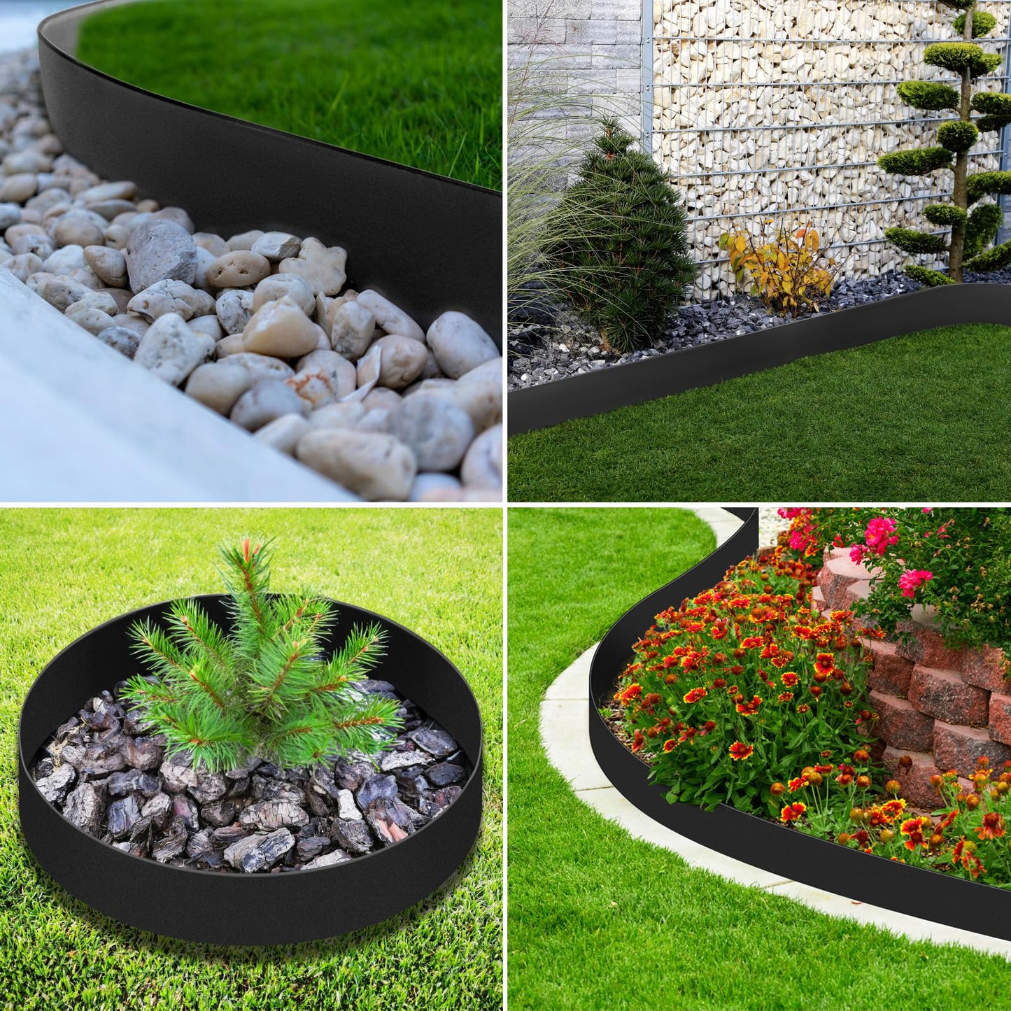 LAVEVE Landscape Edging Galvanized Steel Black, Hammer-in Metal Garden Edging Border with Clips, Suitable for Garden Fence, Paver Edging, Lawn and Yard