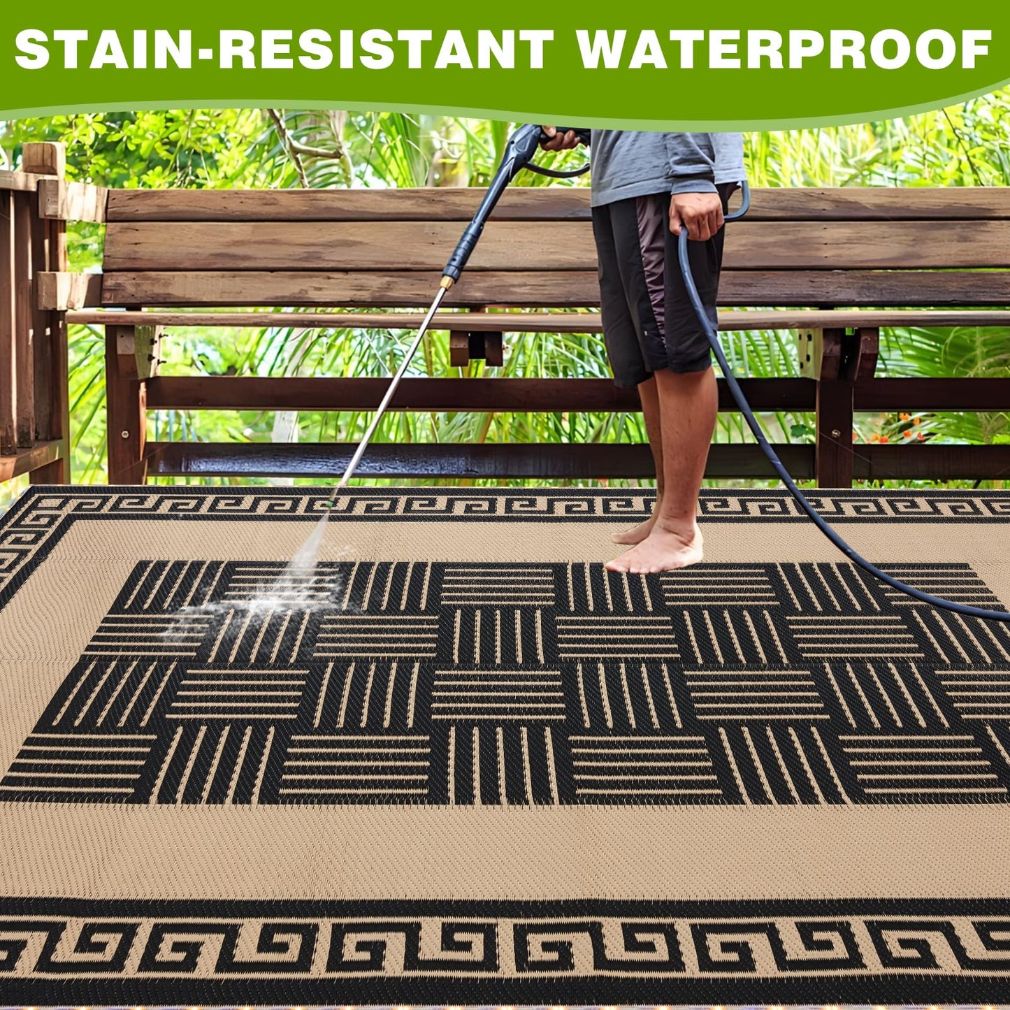 YONILE LED Outdoor Rug 8x10 ft Waterproof for Patios Clearance,Reversible Outdoor Plastic Straw Rug, RV Mat Outside, Indoor Outdoor Carpet for Porch, Deck, Backyard, Balcony, Picnic