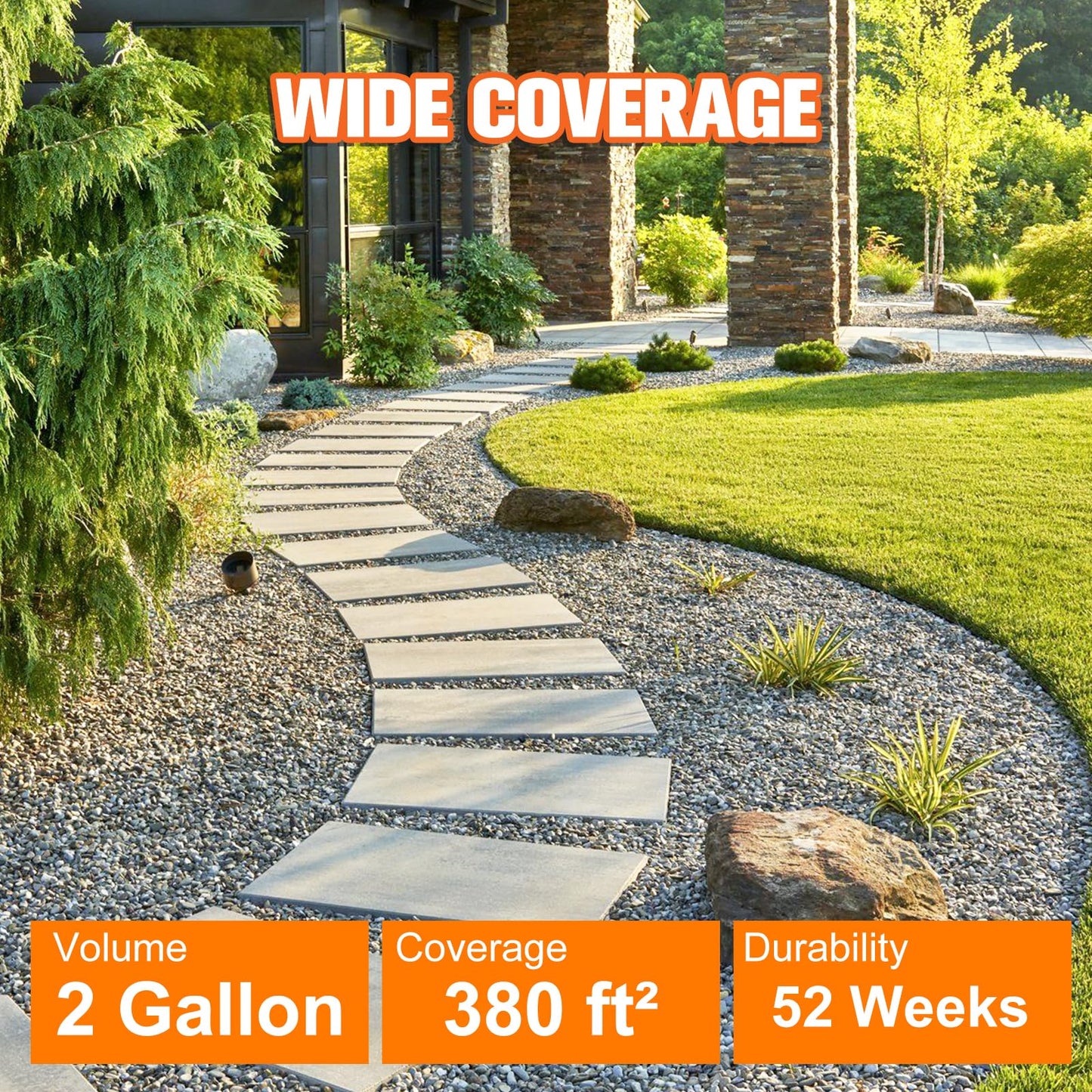 Mulch Binder, Rock Glue for Landscaping, Pea Gravel Binder 2 Gallon Max Cover, Rock Lock Landscape Adhesive for Slopes, Flower Beds, Driveway Edges, Fast Dry & Safe for Plants Pets