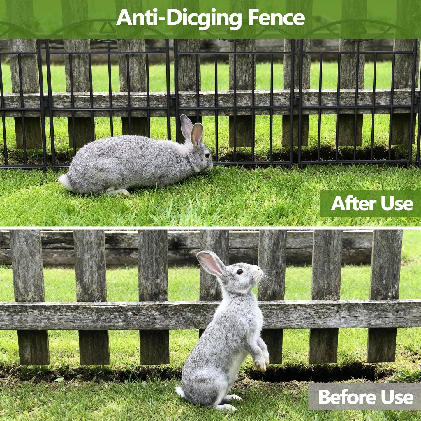 Garden Fence 17in (H) x21ft (L), 20 Pack Rustproof Metal No Dig Animal Barrier, Decorative Garden Border Fence Panels, for Dogs, Flower Bed, Patio
