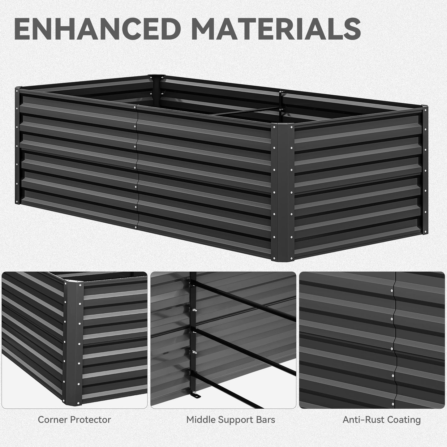 YITAHOME 72x36x24 in 2pcs Galvanized Raised Garden Bed Kit, Large Metal Planter Box with Gloves & Support Rod, Outdoor Flower Bed for Plants Vegetables, Black