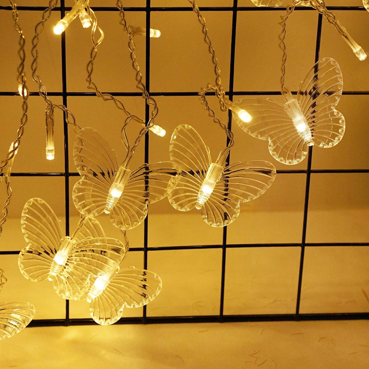 Butterfly Curtain Fairy String Lights, 120LED 8 Modes USB Powered Timer Firefly Twinkle Light with Romote, 14.7FT Copper Wire Hanging Decoration for Room, Wedding, Bedroom, Party, Christmas Decor