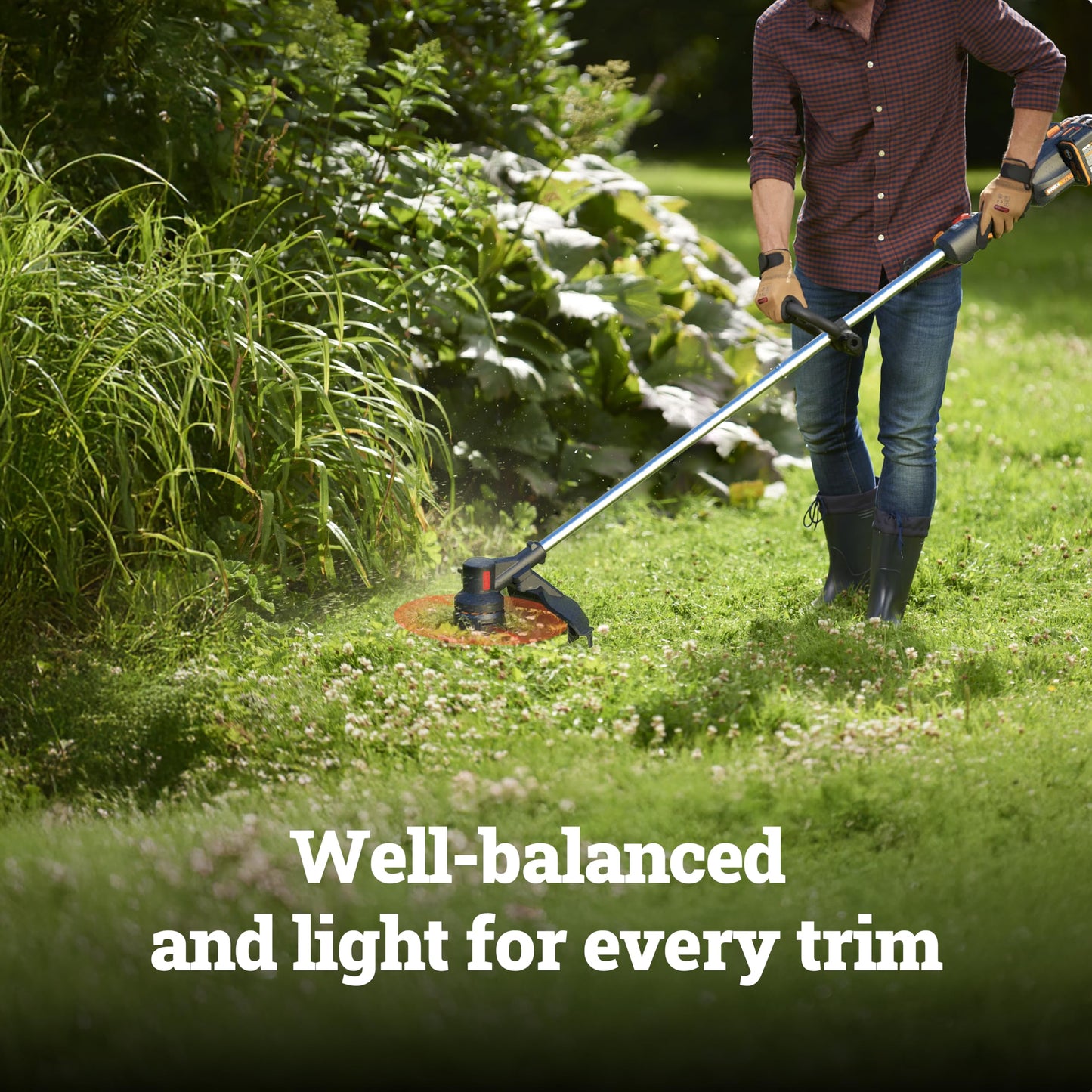 Worx Cordless String Trimmer, 15" Electric Weed Wacker with Dual-exit Bump-Feed Head, 25CC Gas-Like 40V Weed Eater with Brushless Motor, 2 × 4.0 Ah Batteries & Charger Included, WG185