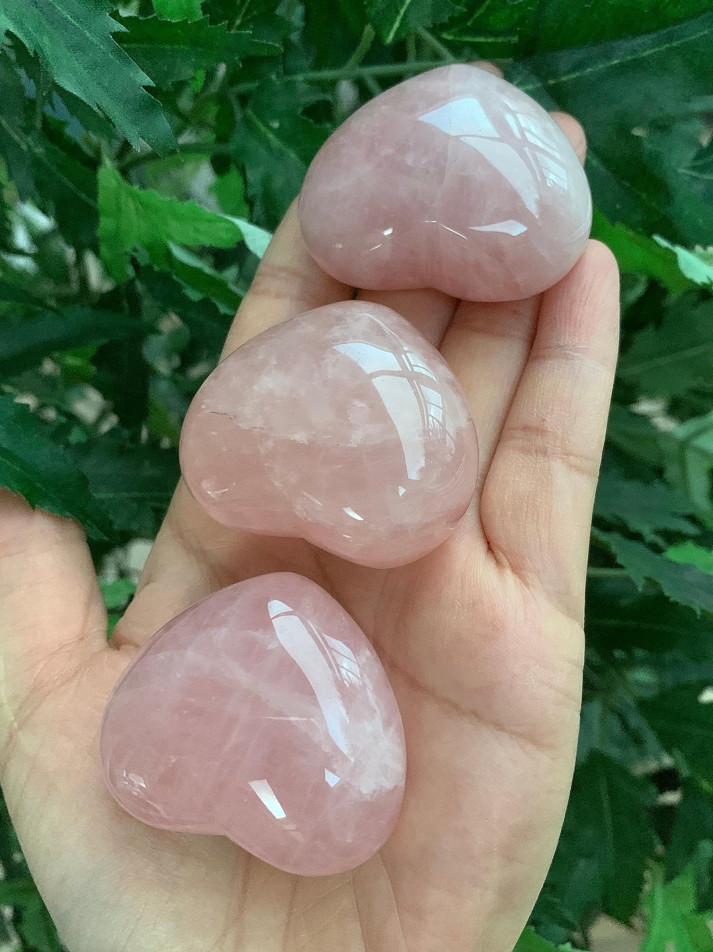 GAF TREASURES Rose Quartz Gemstone Hearts, Polished Rose Quartz Puffy Hearts, Rose Quartz Crystal Palm Stone, Rose Quartz Healing Crystal Hearts (1 Heart)