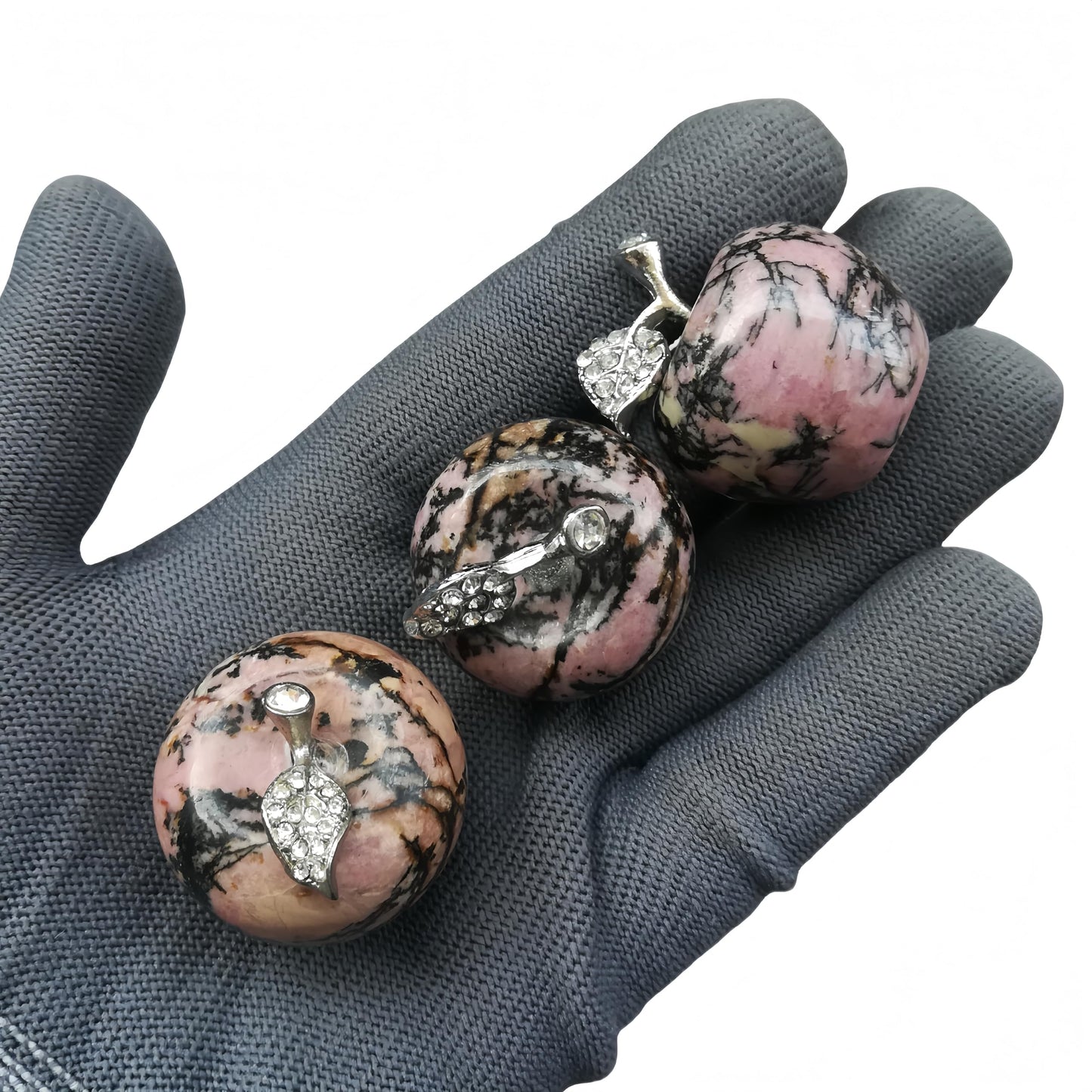 Sunshcat Natural Rhodonite 1.18 Inchs Apple Crystal and Healing Stone Statues,Room Decoration Christmas Decorations Thanksgiving Gifts Office Gifts Collectibles