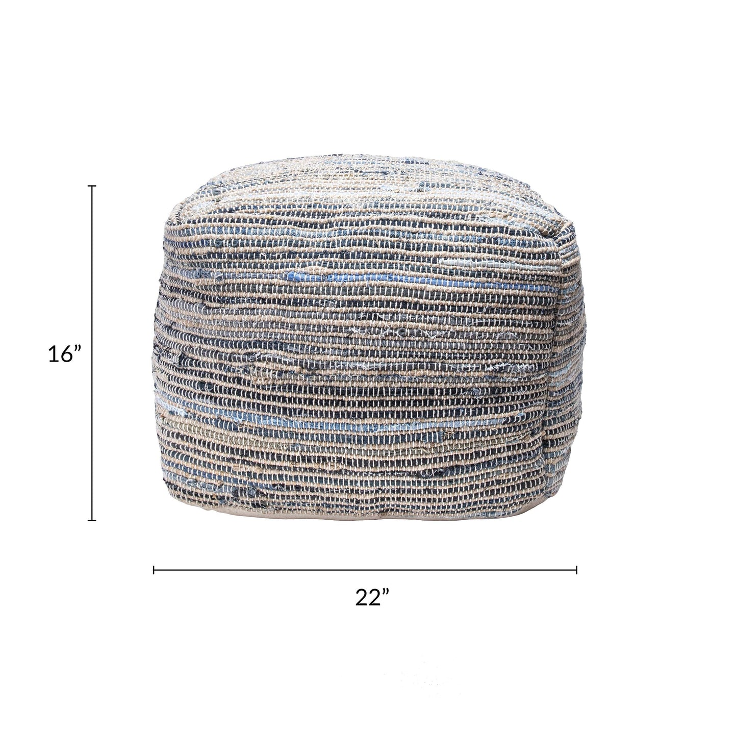 nuLOOM Granada Knitted Casual Denim and Jute Ottoman Pouf