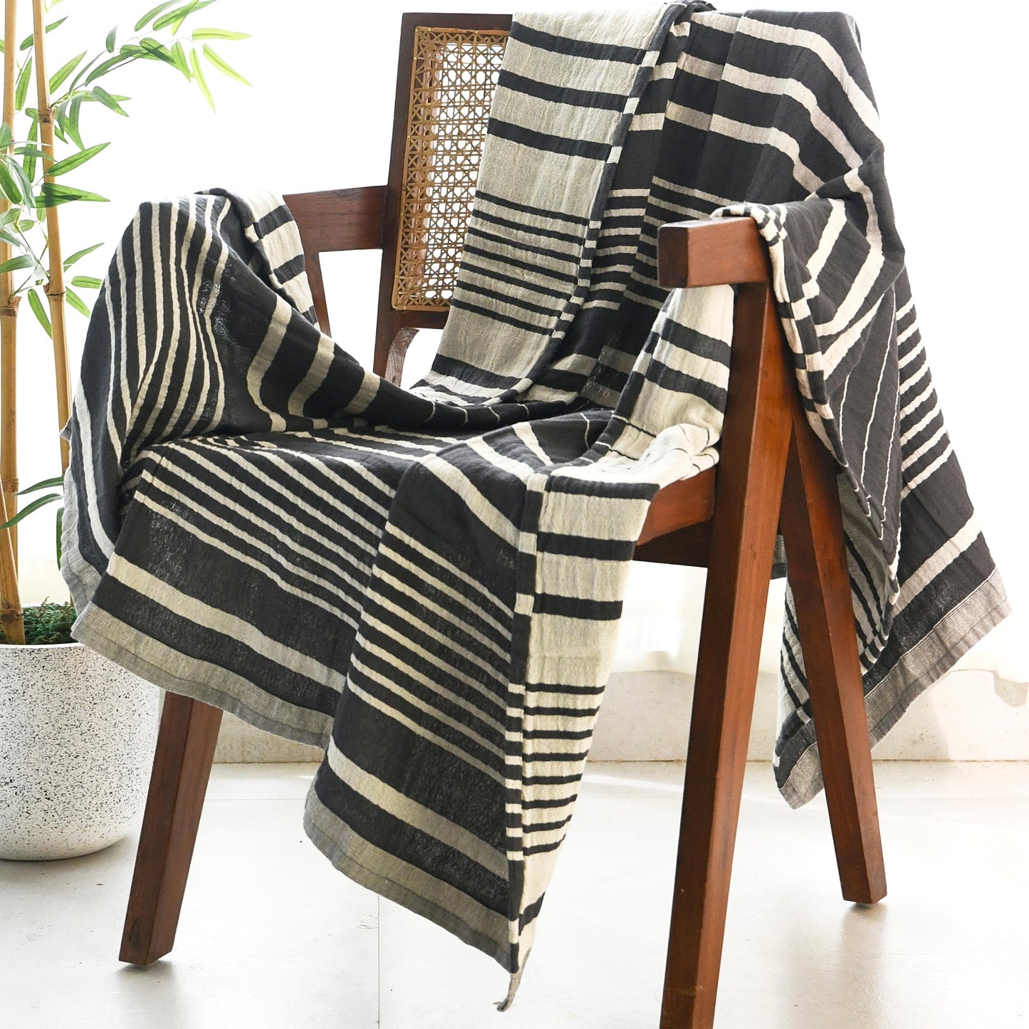 Folkulture Throw Blanket for Couch 50" x 60" |100% Recycled Cotton Couch Chritmas Throw Blanket for Chair, Boho Throws Blankets for Bed,Sofa, Lightweight| Guest Room Must Haves Blanket | Steel Gray