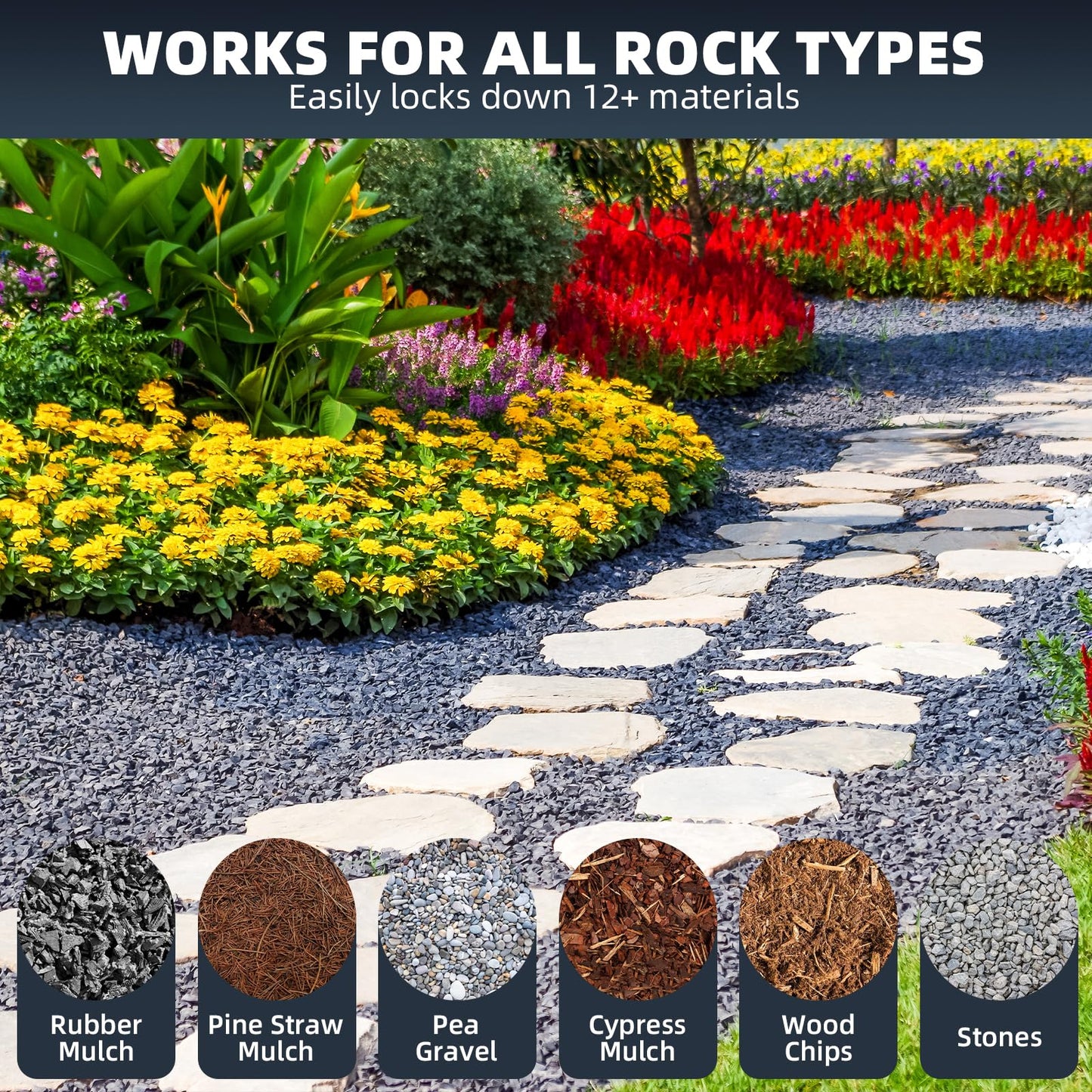 Shabebe Rock Glue for Landscaping – 2 Gallon Mulch Glue with Grip Max, Strong Adhesion& Max Coverage Gravel Binder for Rocks, Gravel & Pine Straw, Covers Up to 3X Area, Fast-Drying & Weather-Resistant