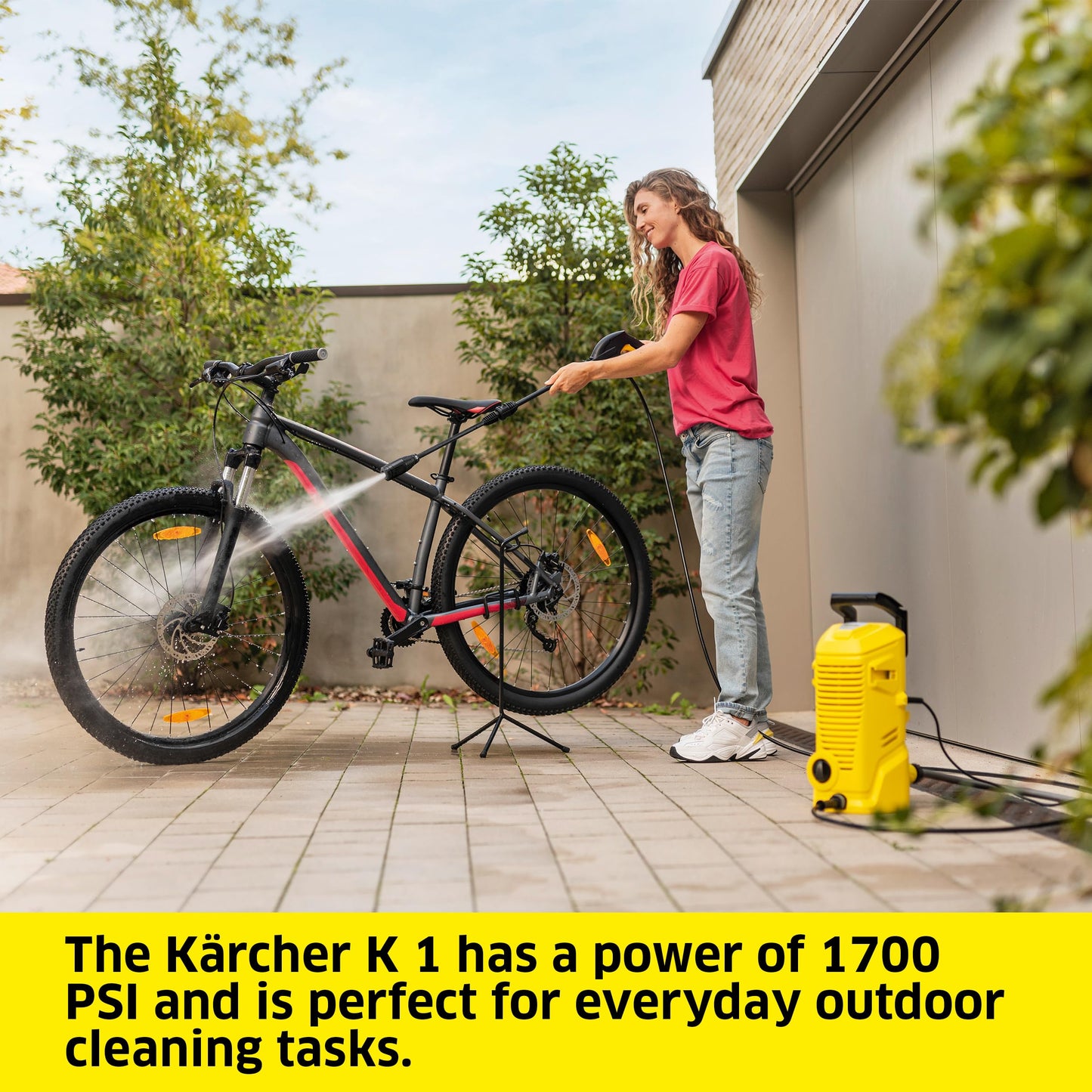 Kärcher Pressure Washer K 1, Max 1.45 GPM, 1700 PSI, Trigger Spray Gun & Vario Power Spray Wand - for Cars, Bikes, Deck, Driveways, Siding, Patios