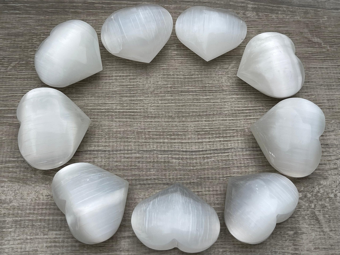 Selenite Gemstone Hearts, Polished Selenite Puffy Hearts, Selenite Crystal Palm Stone, Selenite Healing Crystal Hearts (1 Heart)