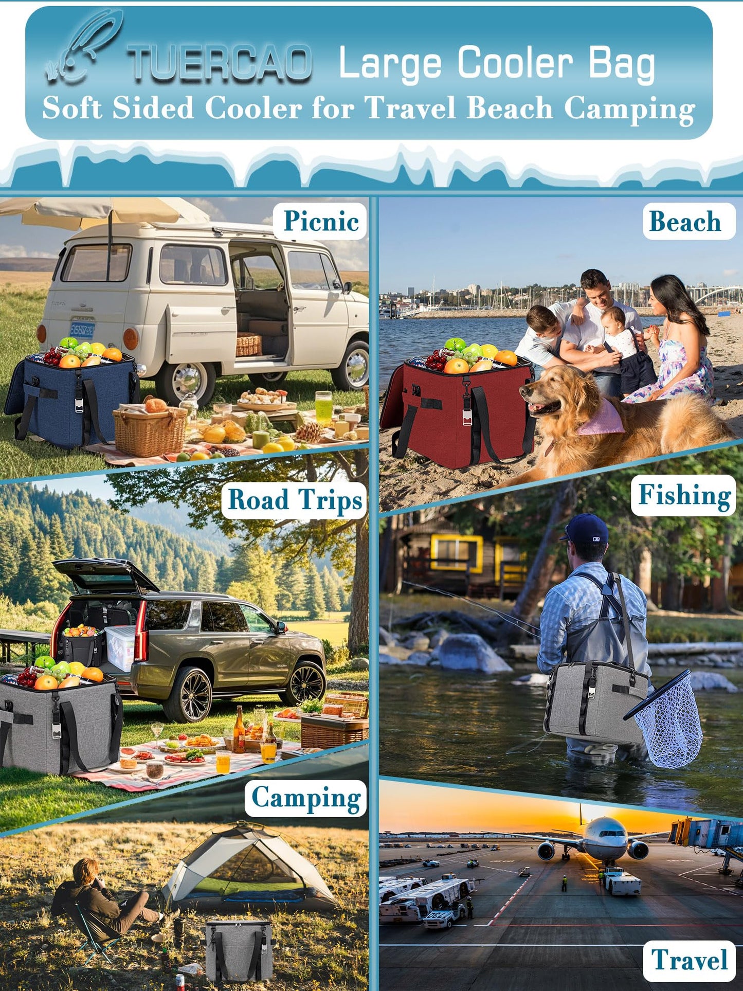TuErcao Soft Cooler Bag, 9"x9"x9" 20 Cans Leakproof Insulated Small Ice Chest for Travel Beach Camping Picnic, Lightweight Portable Collapsible Cooler Box with Shoulder Strap for Car, Light Grey