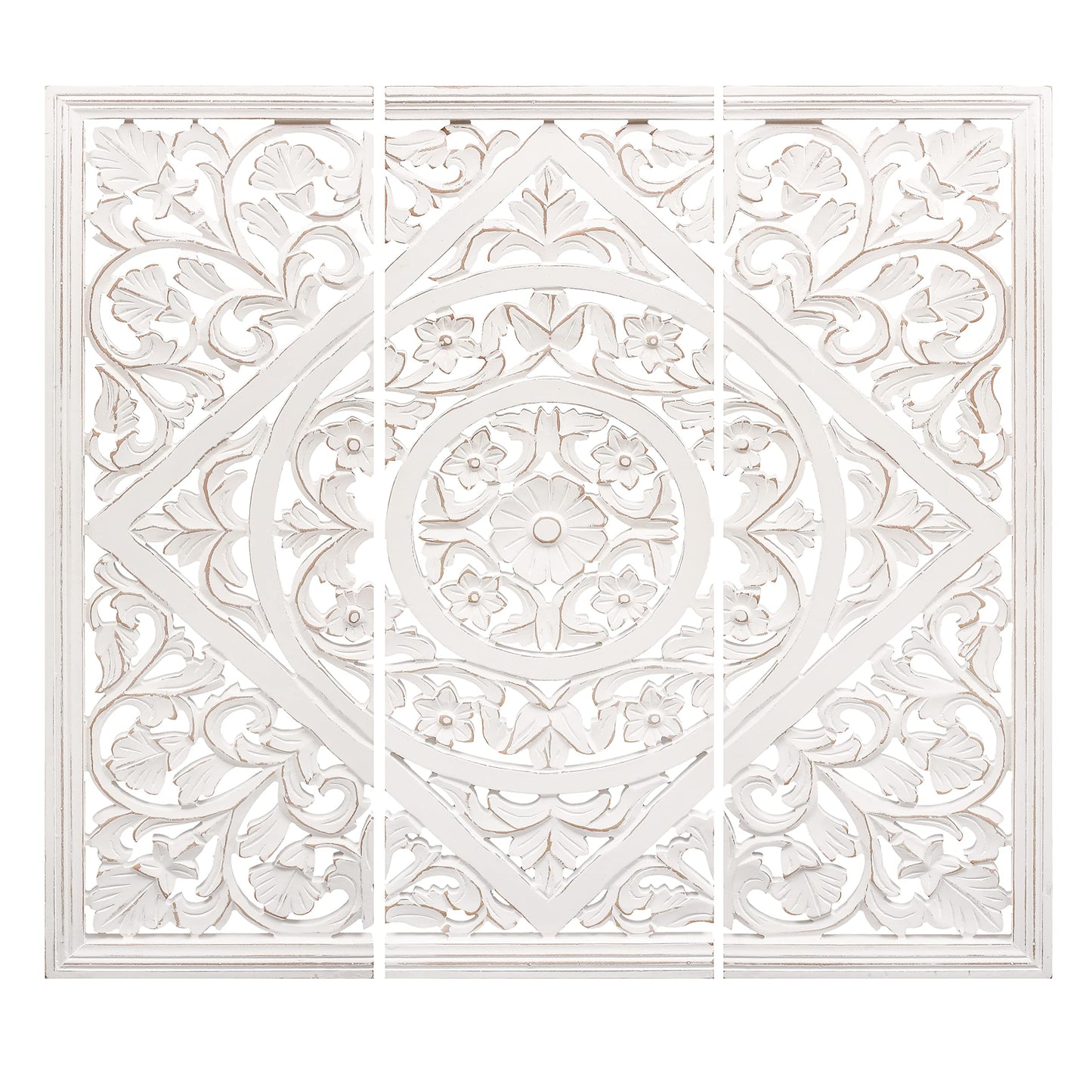 James Symfony Decorative Wall Panels - Living Room Wall Art Decor, Bedroom Decor, Christmas Wall Decor, Set of 3 - 36x12 Inch White