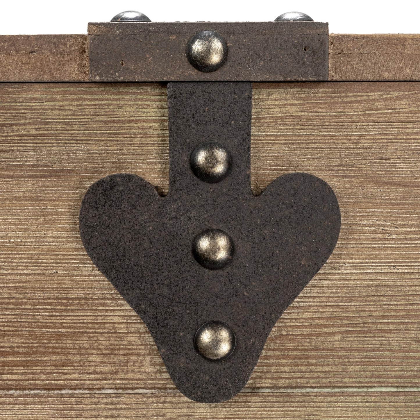 Household Essentials Antiqued Decorative Trunk, Large, Chinese Fir Panel and MDF, Smooth Backing and Metal Hinge Accent, Flat Top and Stay-Open Lid