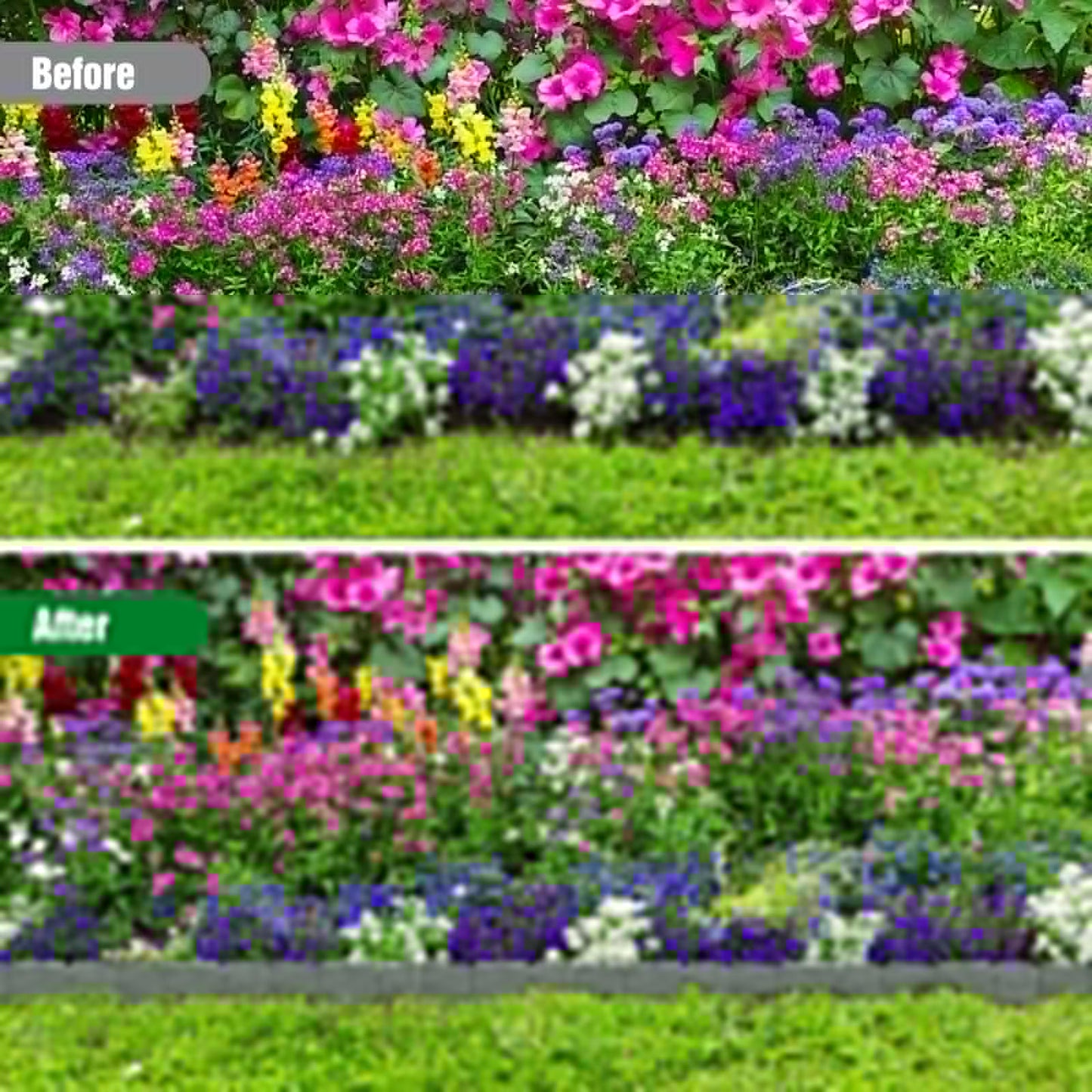 20Pcs Garden Edging Border, 9.8"x 9" Stone Effect Lawn Edging, Landscape Edging Lawn Garden Fence Decorative Landscape Border 16.4Ft Length Landscaping for Lawn Flower Bed Yard, Grey