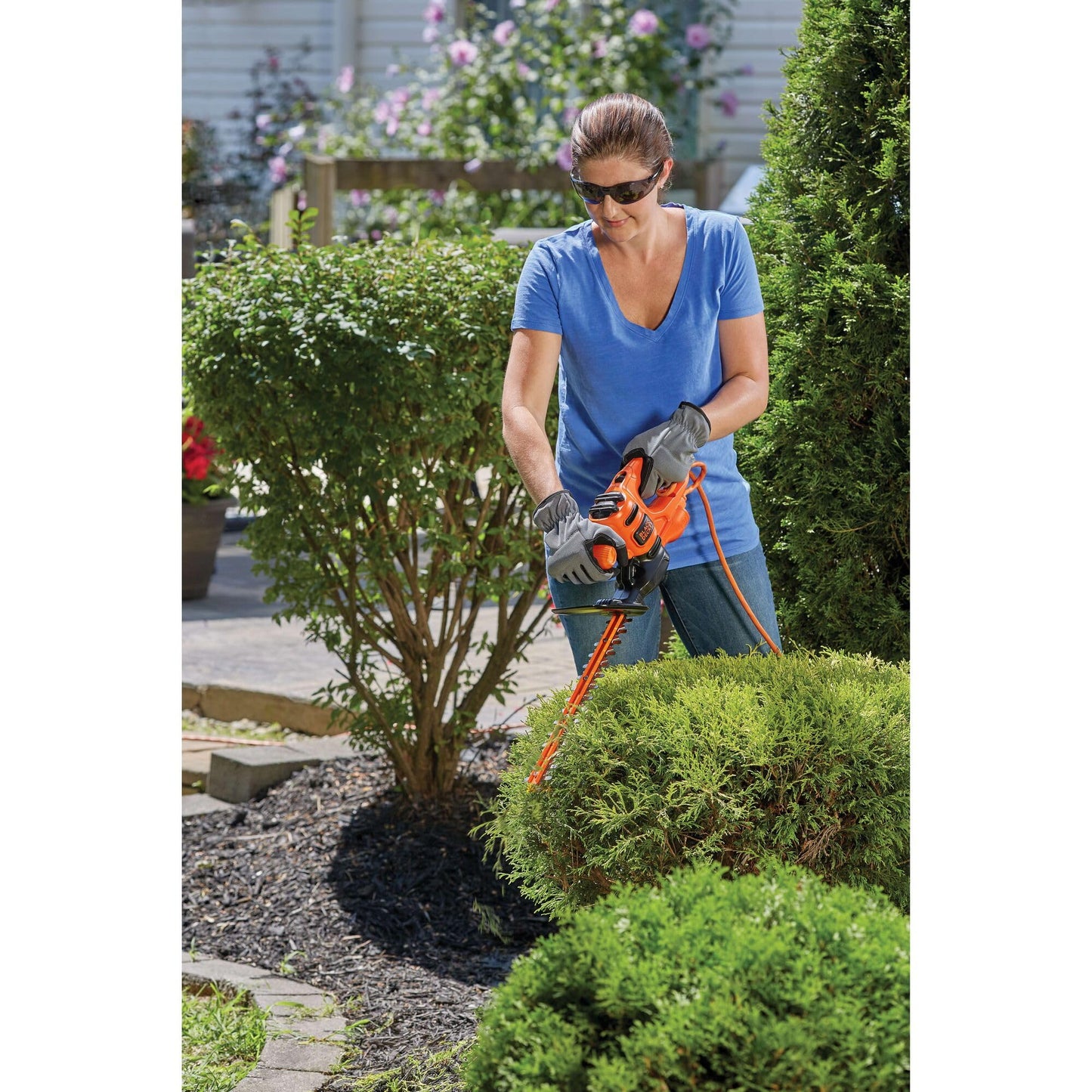 BLACK+DECKER Electric Hedge Trimmer, 16-Inch 3.0 Amp Compact Corded Power Hedge Trimmer (BEHT100)