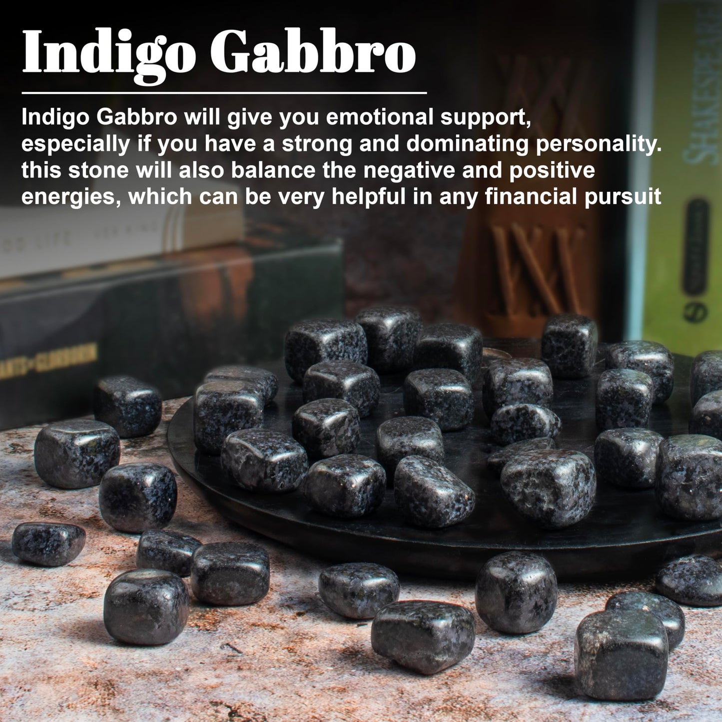 "Crocon 1LB Indigo Gabbro Tumbled Stones and Crystals bulk 2000+ Carats Natural Crystal Kit for Reiki Healing Crystal Polished, Tumble Stones, Chakra Balancing, Reiki Gift, Home Decor Size : 2025 mm"