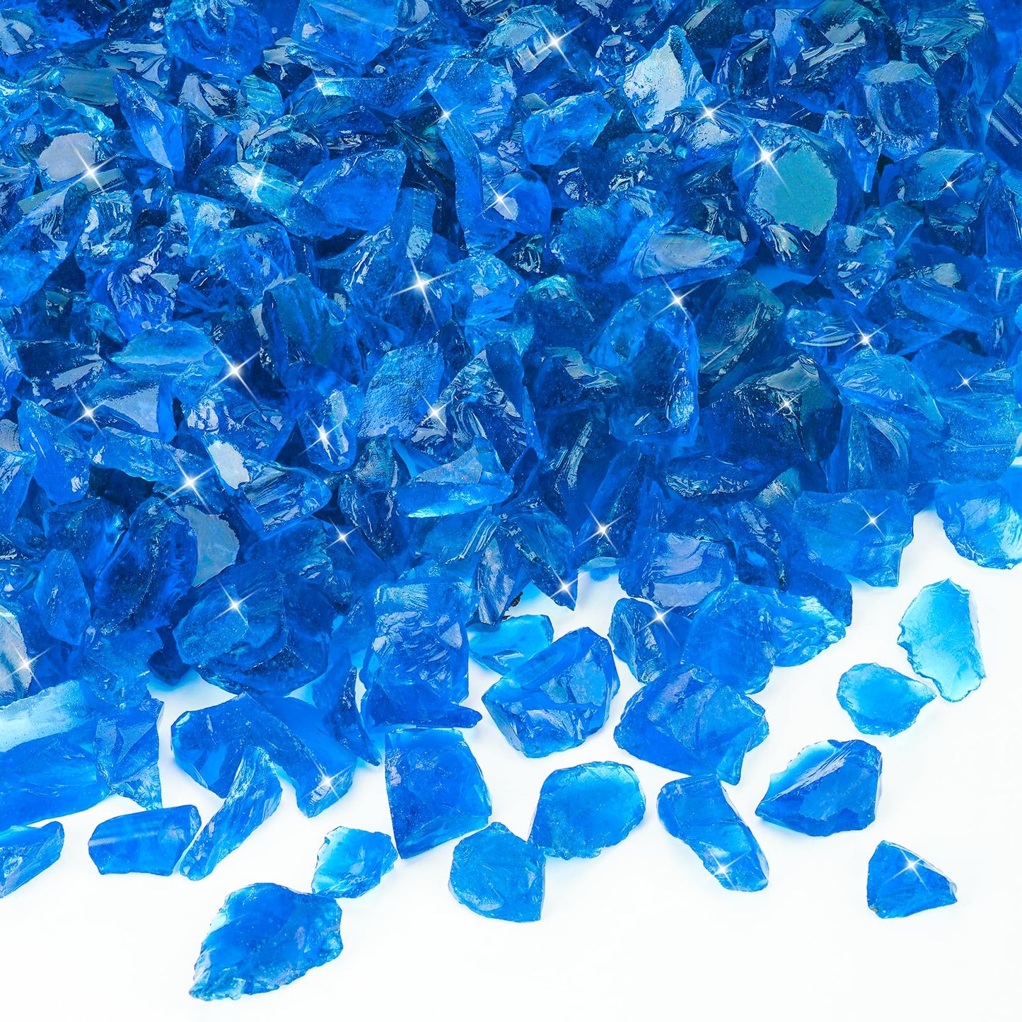Mr. Fireglass Crushed Fire Glass for Natural or Propane Fire Pit, 10 Pounds Decorative Recycled Fireplace Glass Rocks for Fire Pit Fireplace and Landscaping, High Luster Turquoise