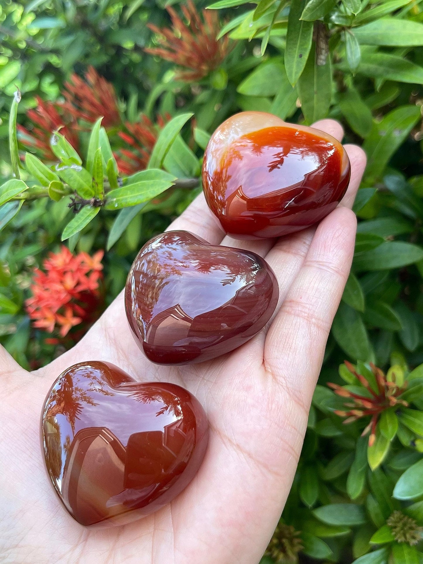 Carnelian Gemstone Hearts, Polished Carnelian Puffy Hearts, Carnelian Crystal Palm Stone, Carnelian Healing Crystal Hearts (1 Heart）