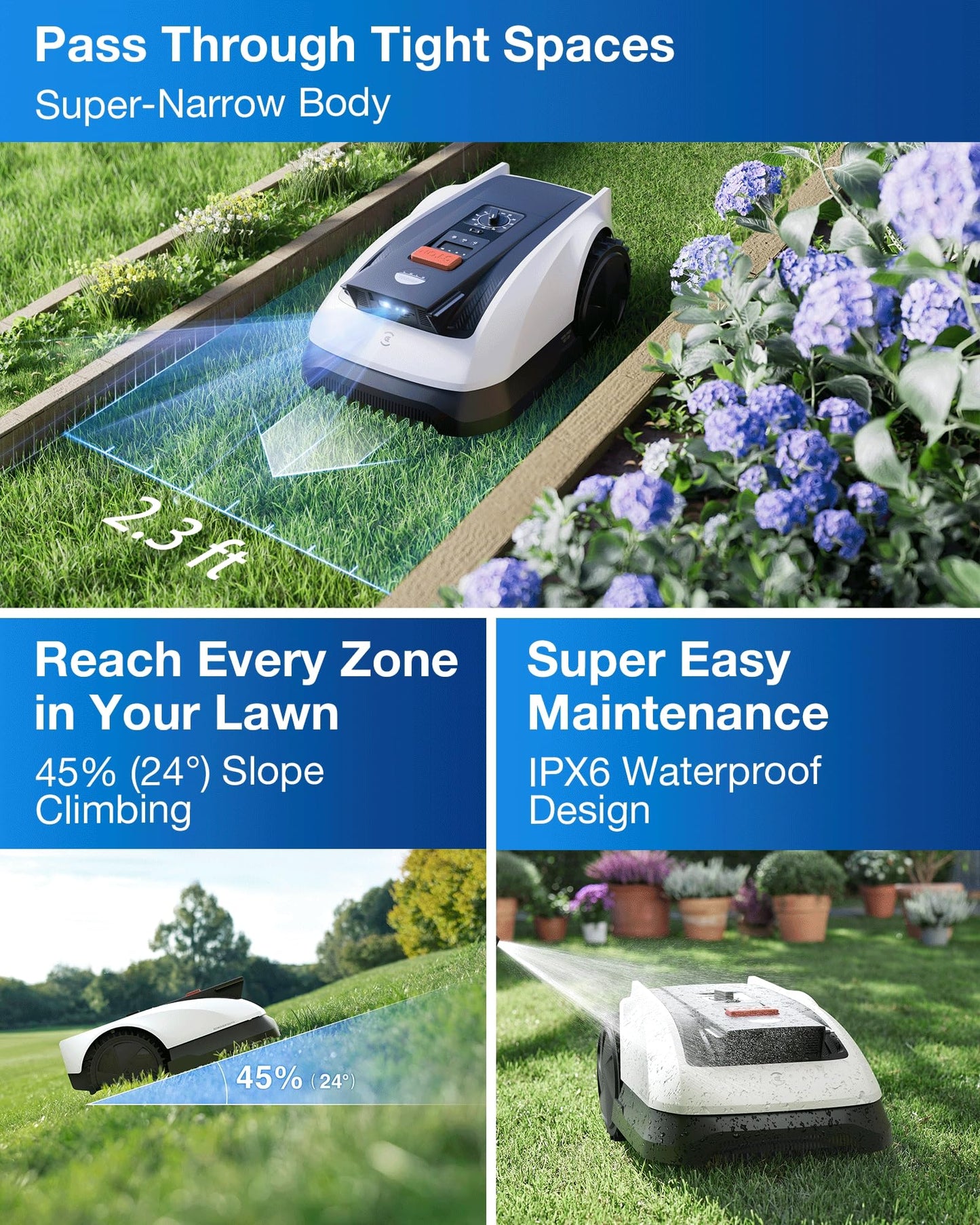 ECOVACS Goat O1000 RTK Care Robotic Lawn Mower with RTK Precision Navigation, No Perimeter Wire, Smart App Control, Auto Mapping, Multi-Zone Management – Includes 36 Extra Blades