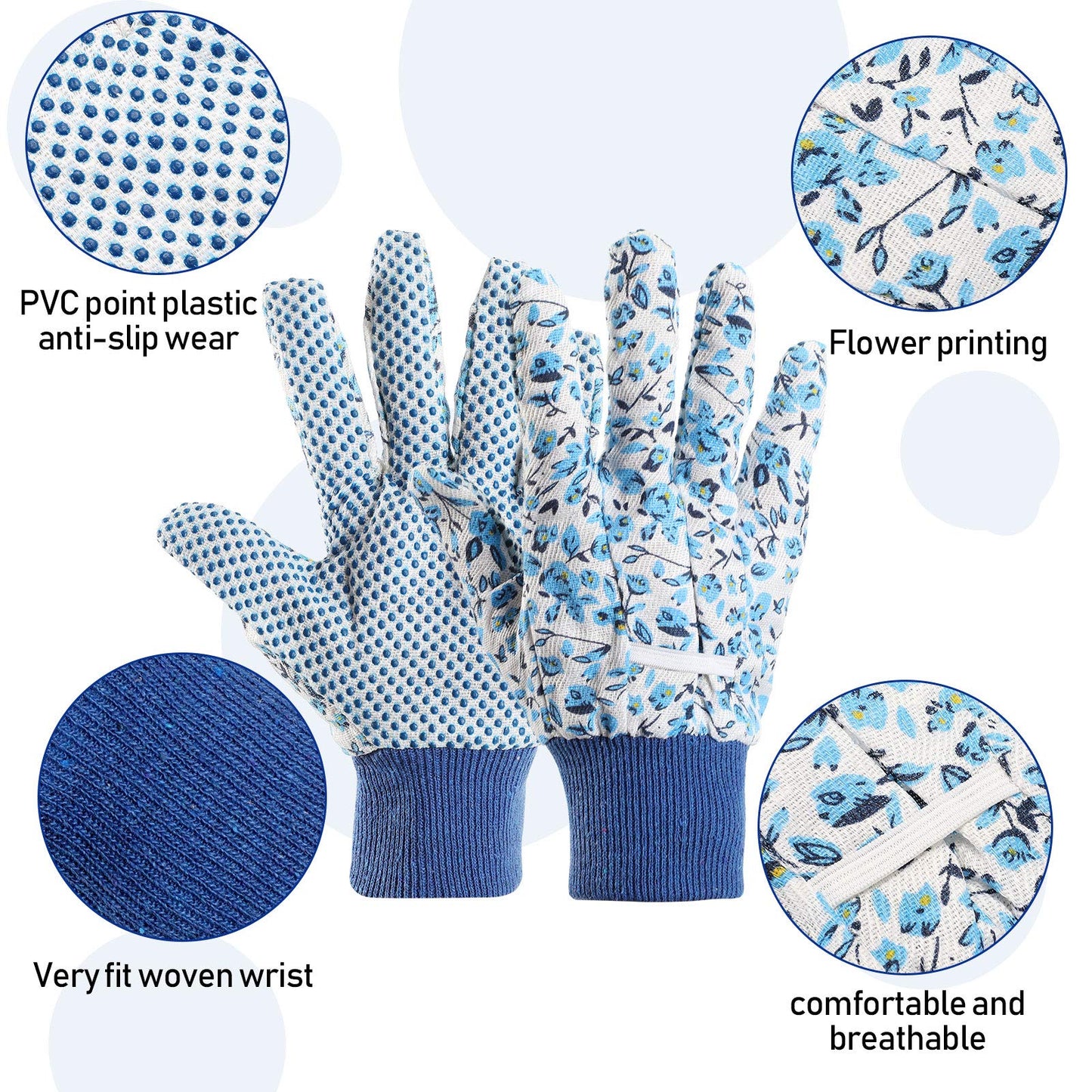 Geiserailie 4 Pairs Garden Gloves for Women Floral Gardening Work Gloves Soft Breathable Yard Cleaning, Fishing, Gardening, Weeding, Planting, Watering