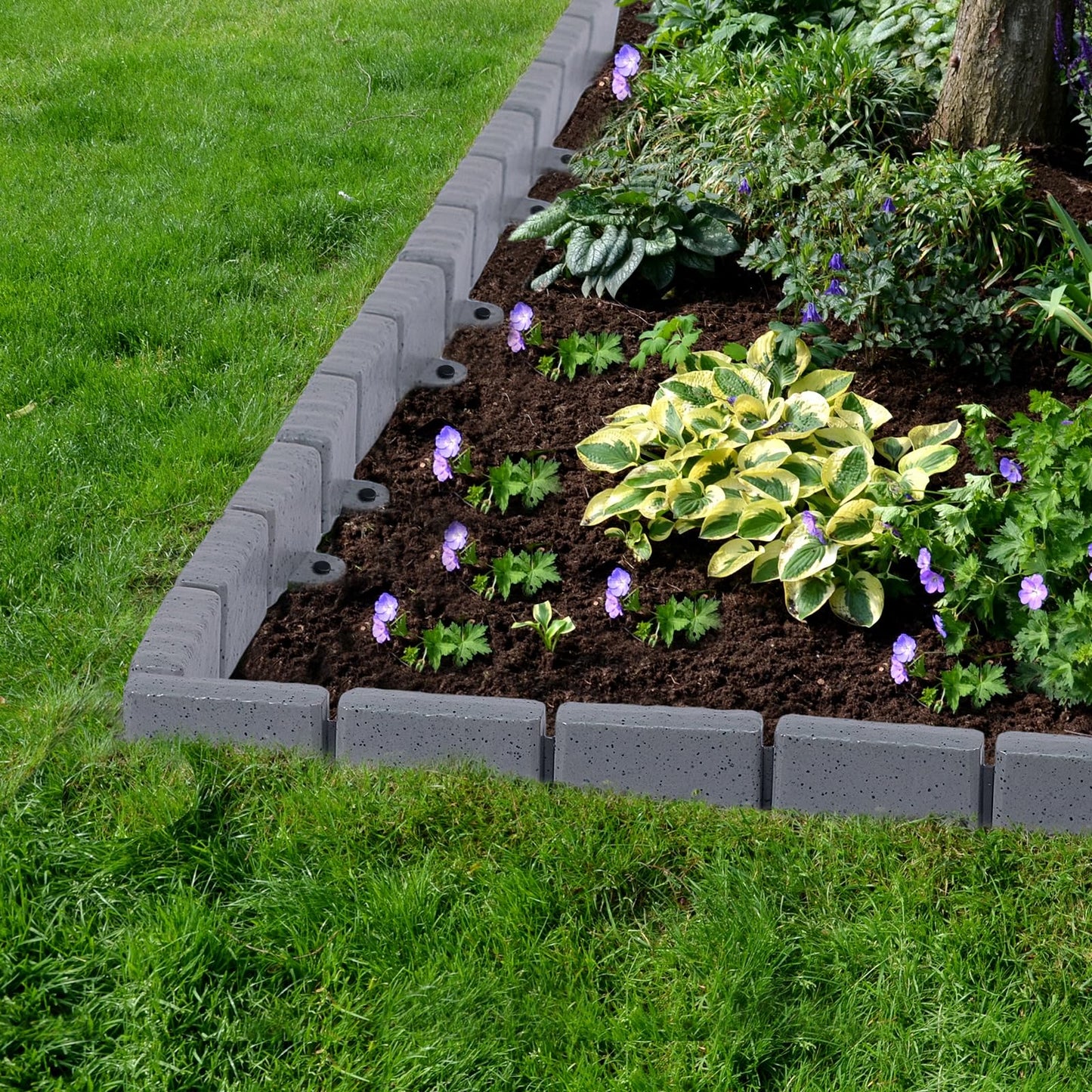 AGTEK Garden Edging 16FT Landscape Edging Kit 2.75 Inch Height Decorative Garden Border No Dig Lawn Border for Yard Flower Bed with 26 Stakes, Grey