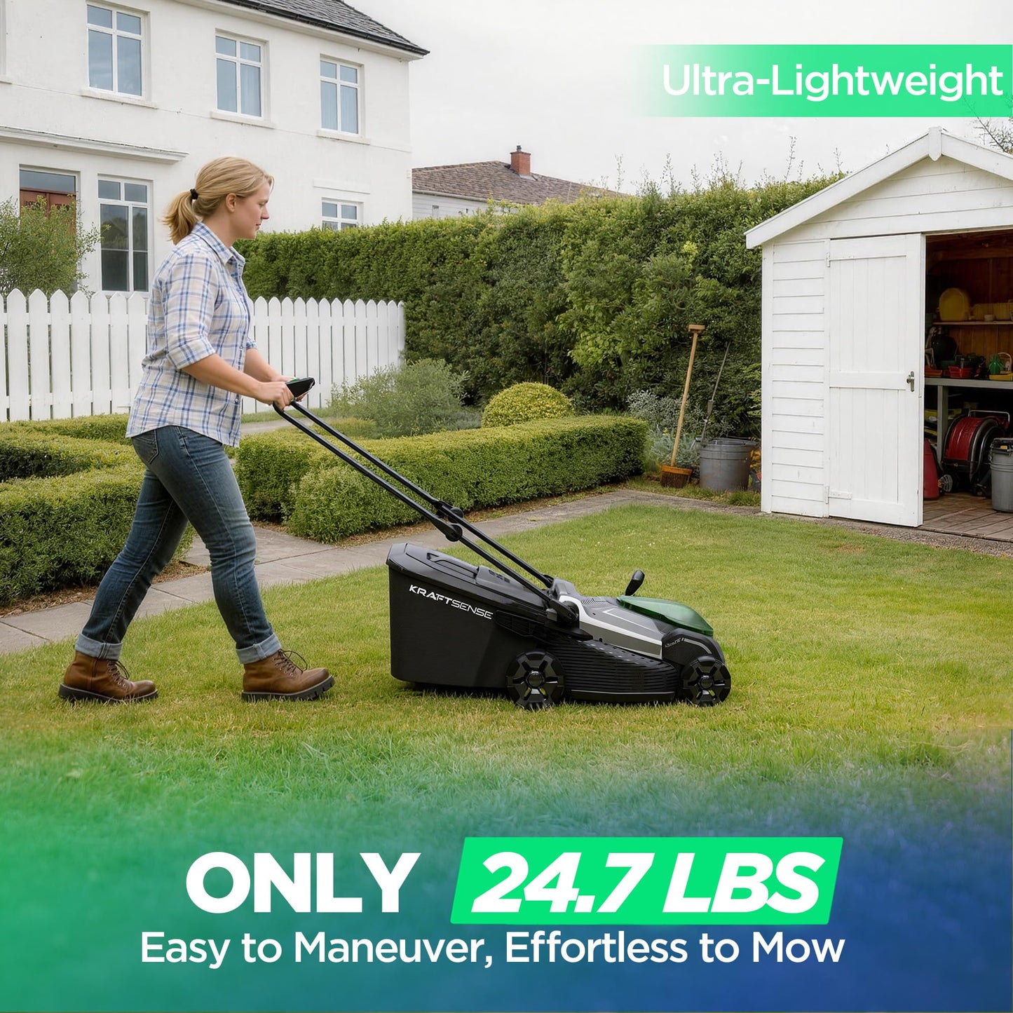 18" Electric Lawn Mower, 40V Cordless Lawn Mower with 2x5.0Ah Batteries, Brushless Motor, 2-in-1 Mulching & Bagging, 6-Position Height Adjustment, for Small to Medium Yards
