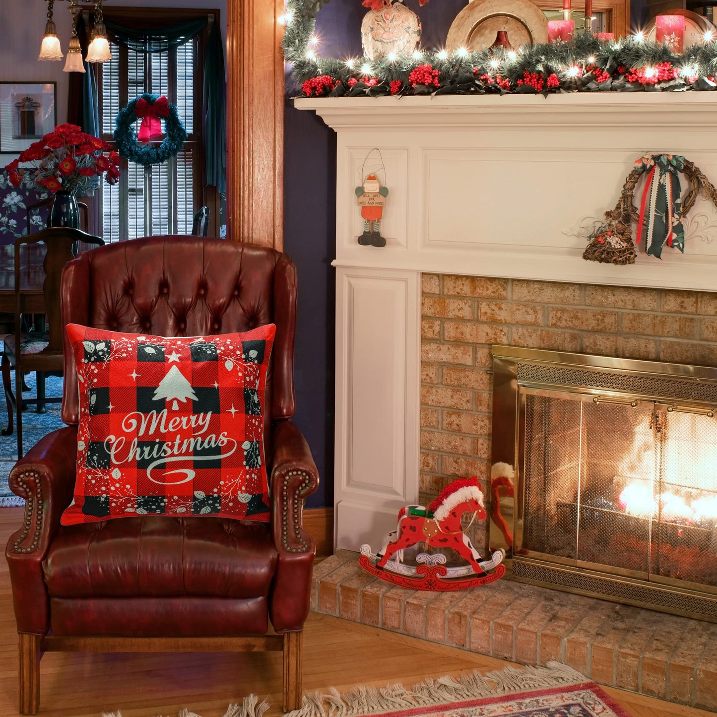 TDHDIKE Farmhouse Christmas Pillow Covers - 18x18 Inch Set of 4, Sofa Couch Decorations