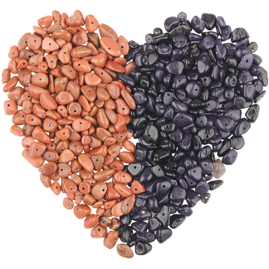 400Pcs Natural Chip Stone Beads for Jewelry Making Gold Sandstone & Blue Sandstone Pre-Drilled Irregular Healing Crystal Loose Beads for DIY Necklace Bracelet Earrings Ring Craft Supplies