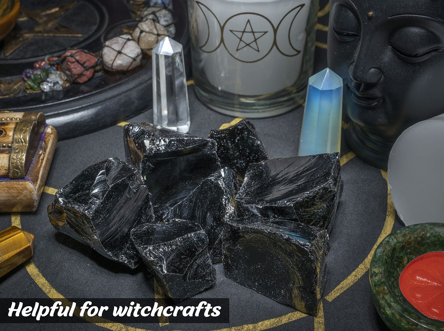 Black Obsidian Raw Stones for Tumbling, Rough Gemstones and Crystals, Jewelry Making, Polishing, Cabbing, Lapidary, Fountain Rocks, Decoration, Wire Wrapping, Gem Mining, Reiki Healing 1 lb