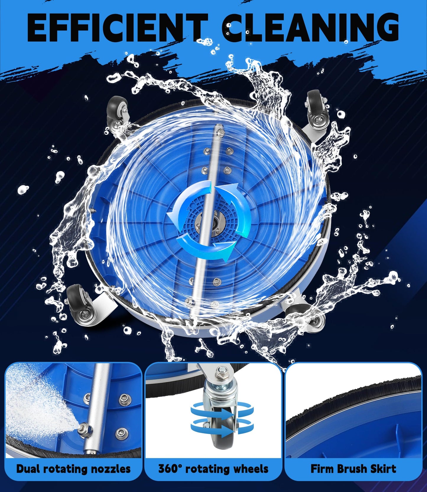 M MINGLE 20” Pressure Washer Surface Cleaner, 4500 PSI Surface Cleaner Power Washing, Pressure Washer Accessories for Driveways, Concretes, Patios, Sidewalks