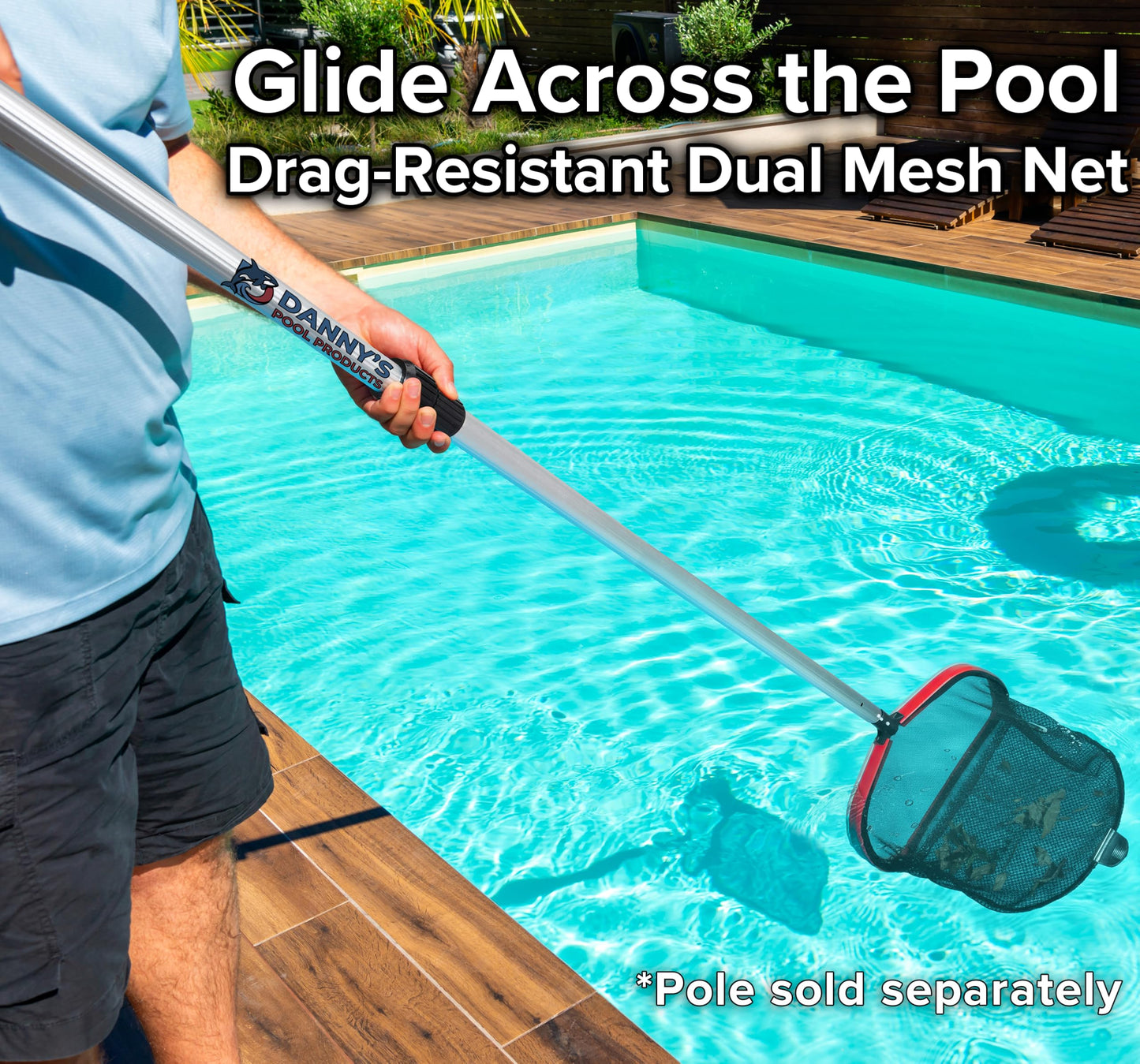 Aluminum Frame Pool Net - Deep Bag Pool Net for Leaves // Heavy Duty Pool Net for Inground & Above Ground Pools // Swimming Pool Leaf Rake - Liner Safe Protective Rubber Edge Pool Cleaning Skimmer Net