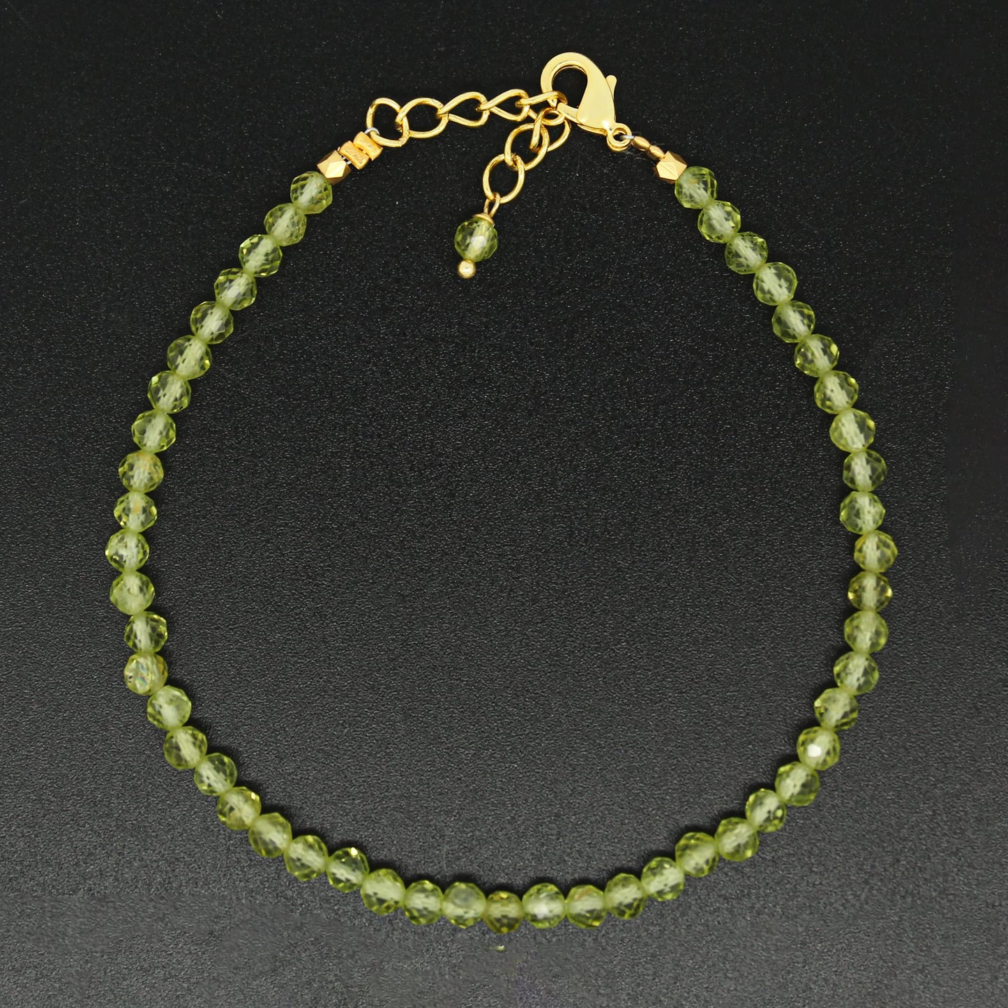 Gempires Natural Peridot Beaded Bracelet August Birthstone Crystal Jewelry Hypoallergenic 8 Inch Gold Plated Green Gemstone Dainty Bracelets For Women