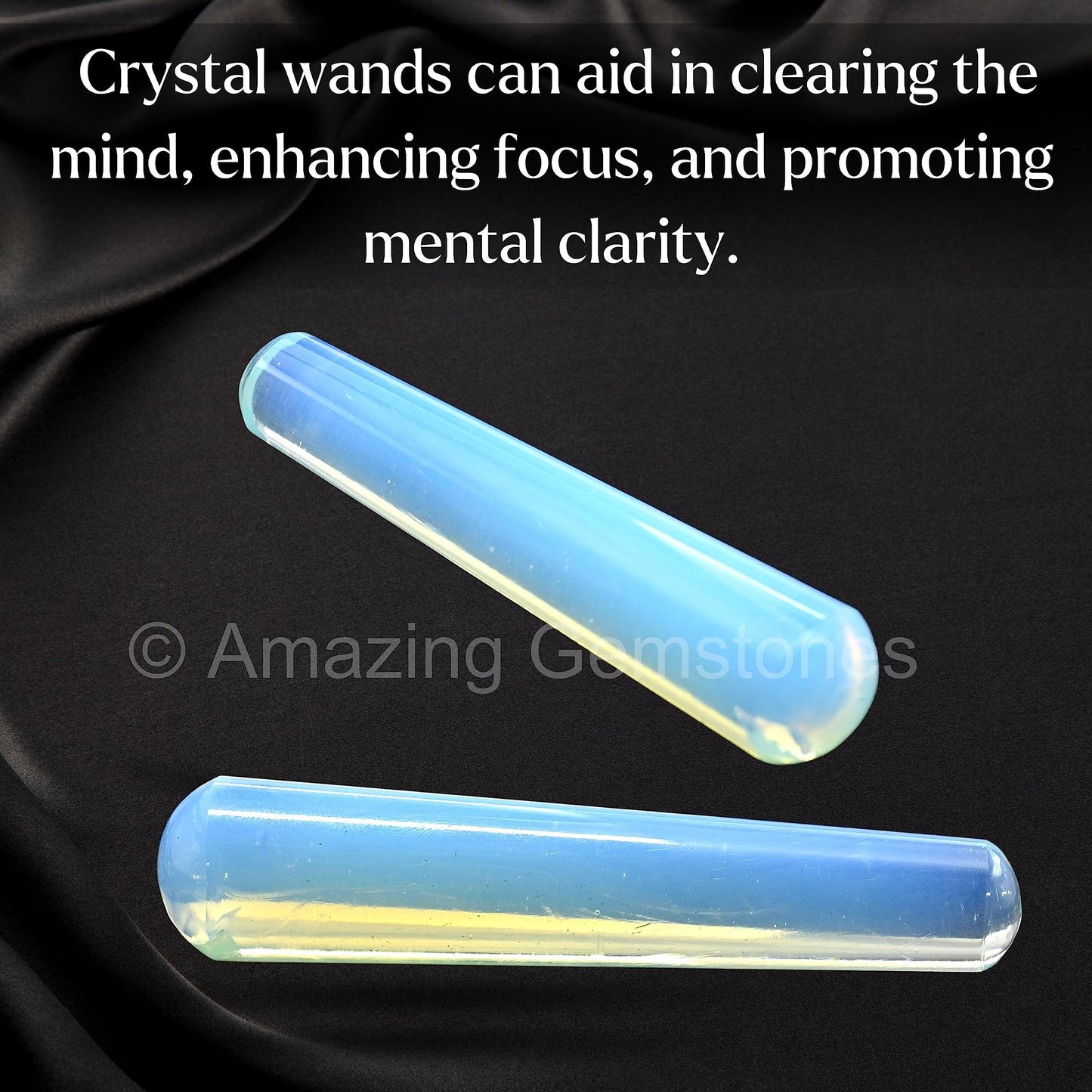 Amazing Gemstone Opalite Crystal Wand Massage Stick - Pelvic Wand Gua Sha for Adults - Crystals and Healing Stones Massage Wands for Adults Gifts (Smooth)