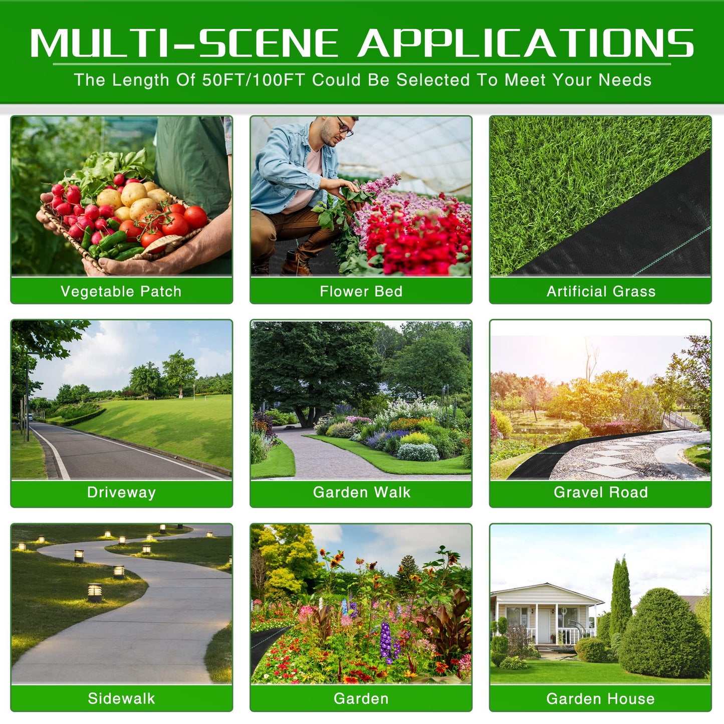 Weed Barrier Landscape Fabric Heavy Duty, 2.6FT x 100FT Thicken Garden Blocker Fabric Weed Mats, Weed Control Garden Cloth, Woven Geotextile Fabric for Garden Beds, Underlayment, Commercial Driveway