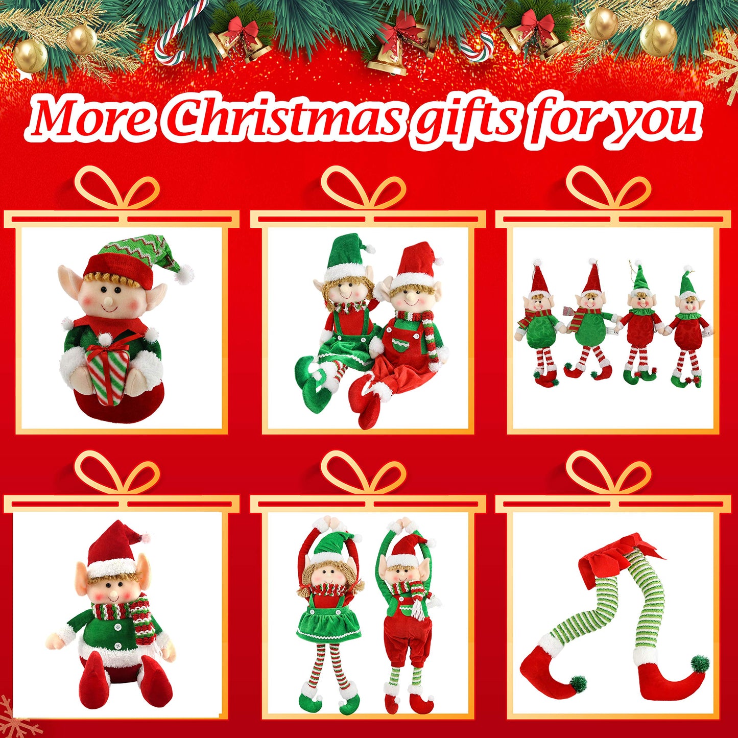Athoinsu 4 Pack Christmas Elves Doll Pendants Hanging Ornaments Xmas Elf Boy Girl Holiday Decorations Gifts for Kids Family, 12''