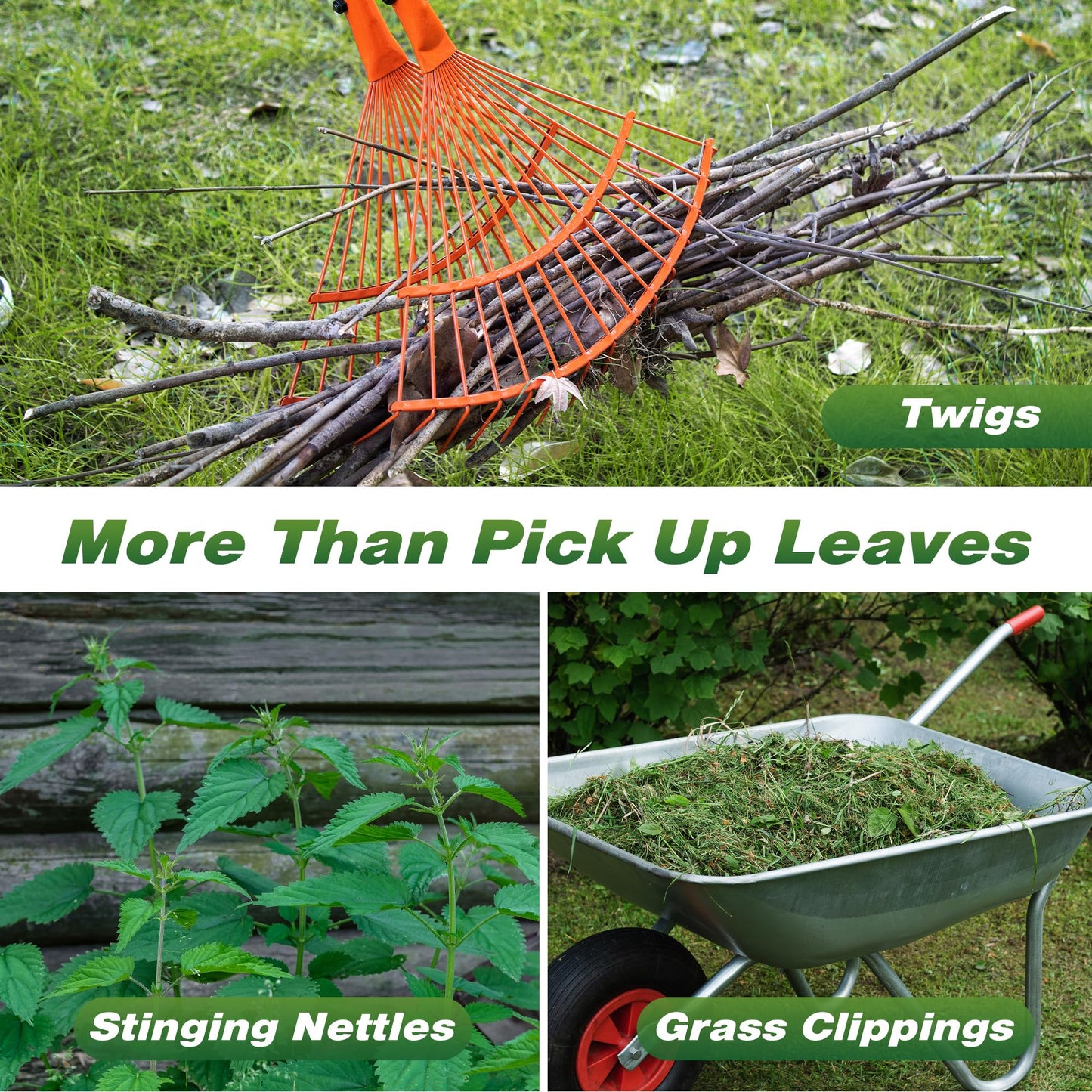 Walensee Rake for Leaves, Heavy Duty Leaf Picker Upper & Leaves Scooper, Leaf Grabber with Long Steel Handle, Multi-Use Garden Claw and Hands Rake for Lawn & Yard Shrub Cleanup