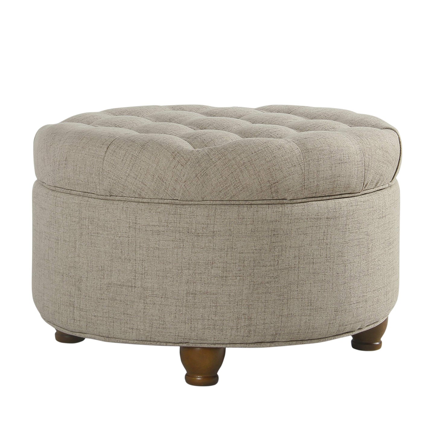 Homepop Home Decor Button Tufted Woven Round Storage Ottoman Large