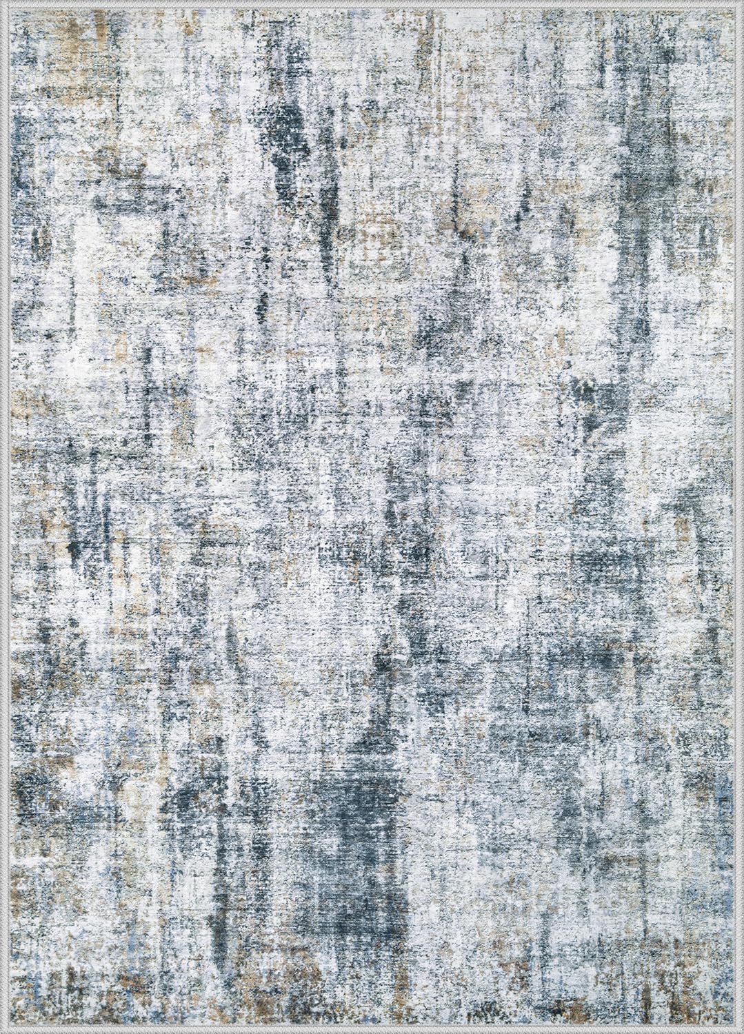 6x9 Area Rug for Living Room: Washable Abstract Soft Rugs Non Slip Modern Stain Resistant Low Pile Carpet for Dining Room Bedroom Nursery Office (Multi Blue, 6'x9')