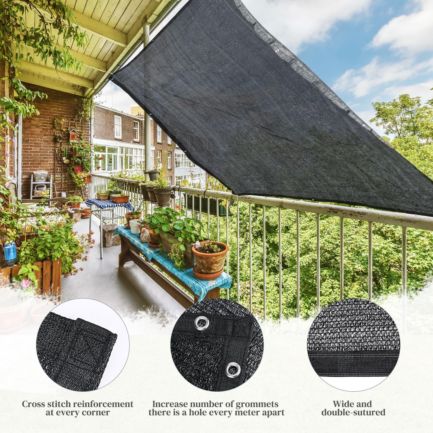 Winpull Garden 50% Shade Cloth, 14 x 20 FT Sun Shade Mesh Tarp with Reinforced Grommets, Durable HDPE Material Outdoor Shade Cloth for Plants, Greenhouse, Pergola and Backyard Patio Sunshade