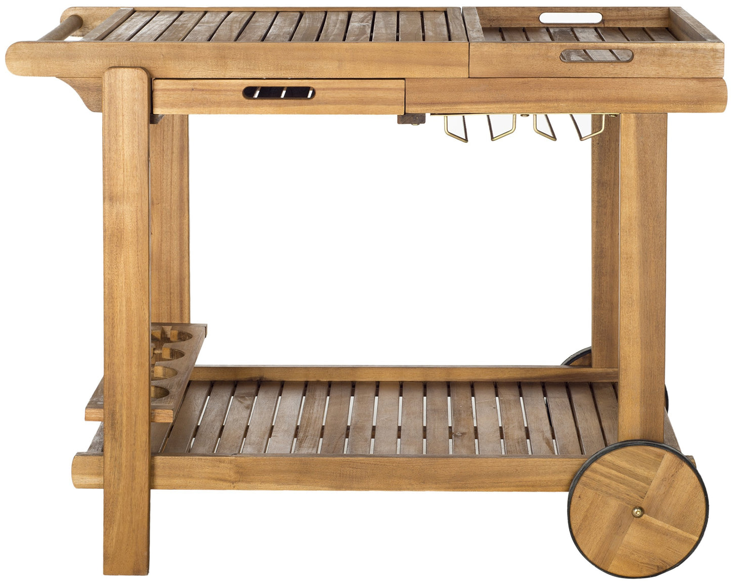 Safavieh -Outdoor Collection Orland Natural Wood Tea Trolley Cart