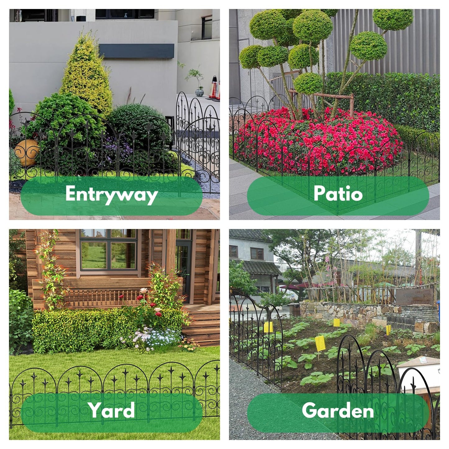BEMTTALY Decorative Garden Fence Border 19 Pack 22in(H) x 20ft(L), Black Rustproof Metal Garden Fencing Animal Barrier for Dogs