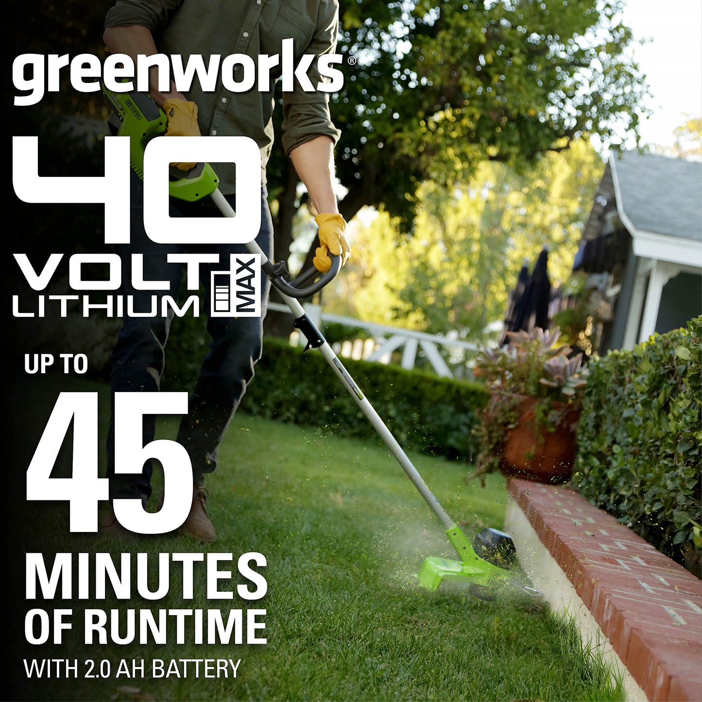 Greenworks 40V 12" Cordless String Trimmer, 0.065" Dual Line with Auto Feed, Variable Speed, Lightweight Weed Eater, 3-Year Warranty