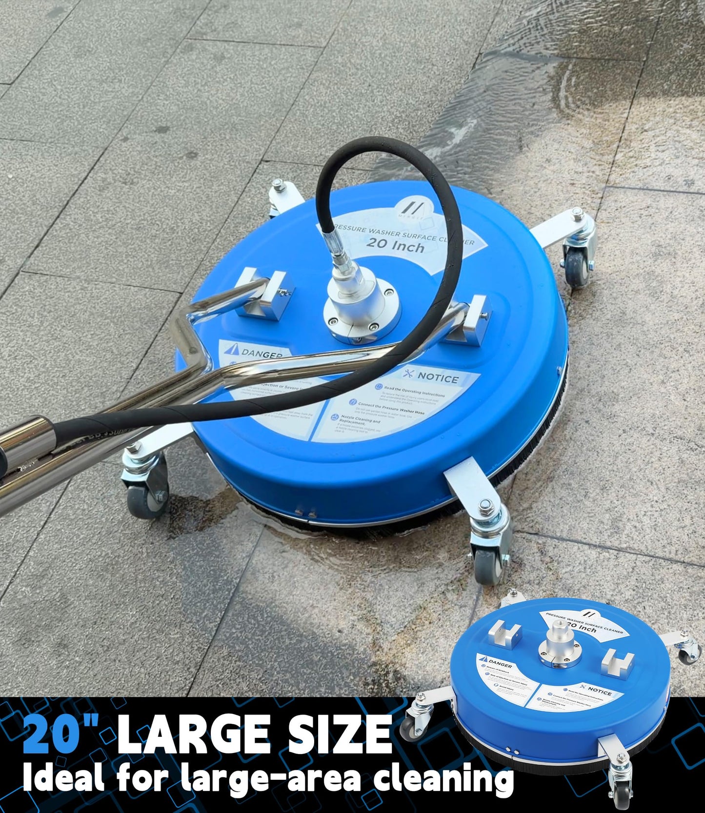 M MINGLE 20” Pressure Washer Surface Cleaner, 4500 PSI Surface Cleaner Power Washing, Pressure Washer Accessories for Driveways, Concretes, Patios, Sidewalks