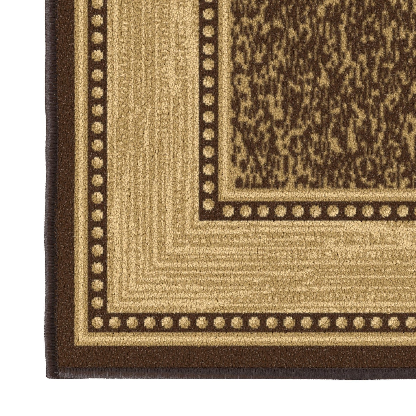 Ottomanson Area Rug 3'3" x 5' – Non Slip Rubber Backed Indoor Rug, Low Pile Accent Rug for Living Room, Bedroom, Entryway, Kitchen, Durable Floor Carpet, Border Dark Brown