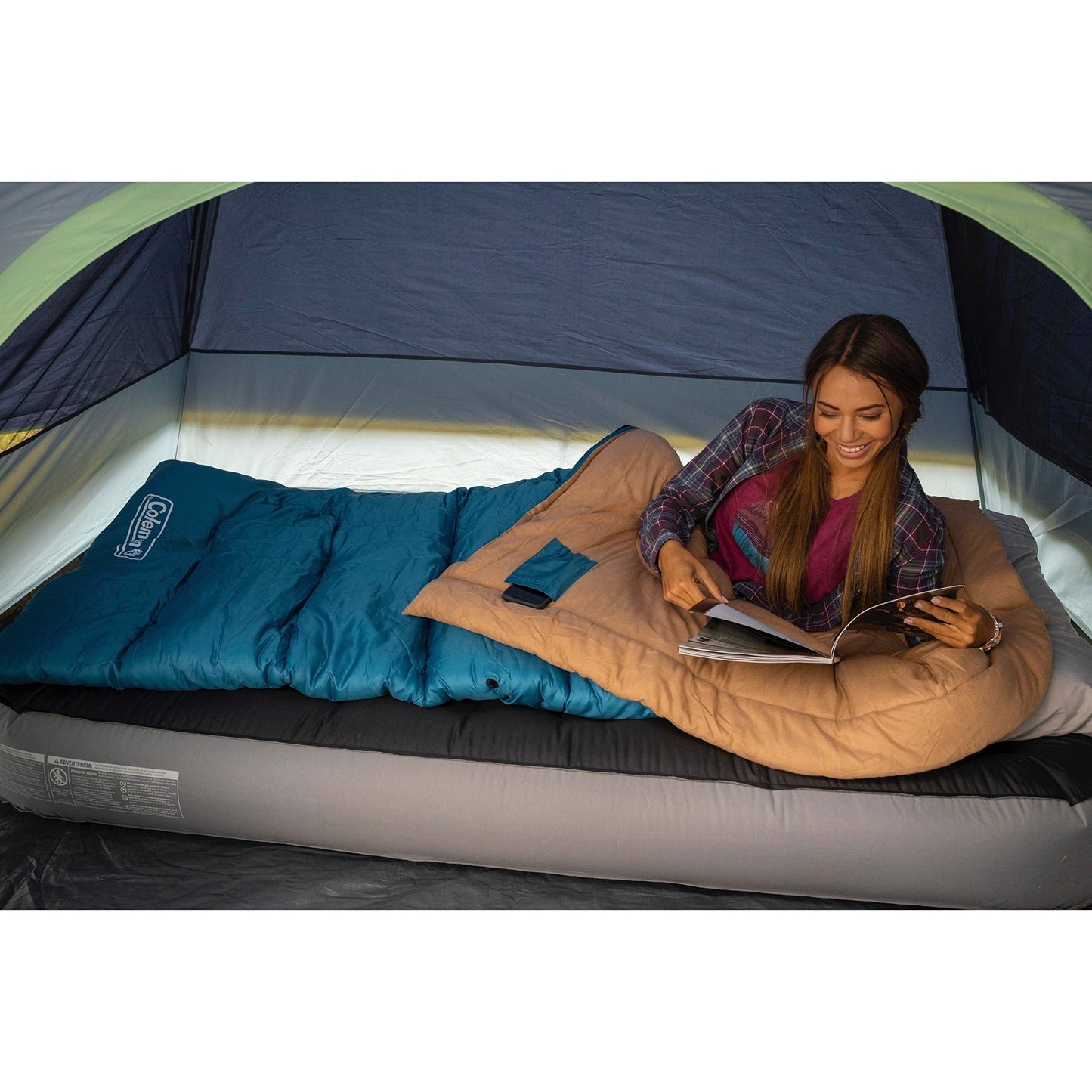 Coleman Brazos 20/30°F Adult Cool-Weather Sleeping Bag with No-Snag Zipper & Stuff Sack, Machine Washable
