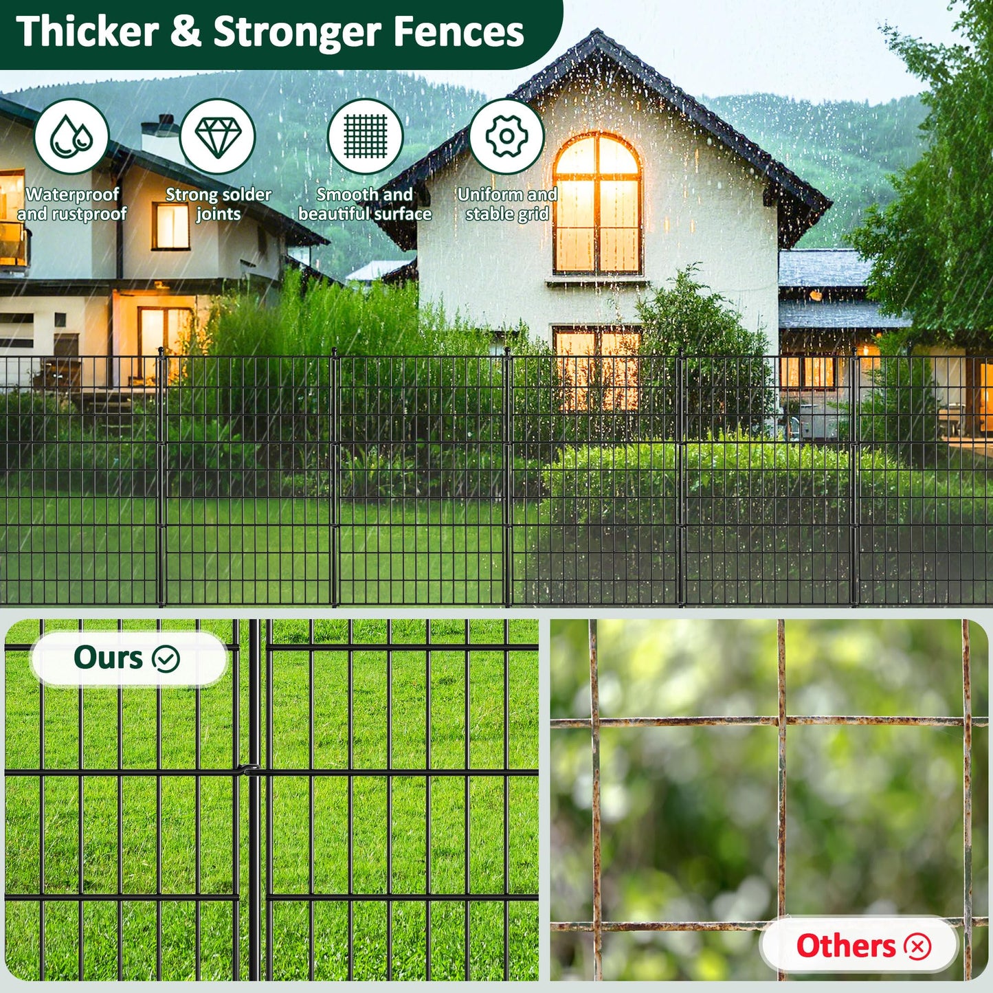 LUCKPRO 10 Panels Decorative Garden Fence Animal Barrier Heavy Duty No Dig Dog Fence Outdoor for Yard 32 in(H) X 23.6 ft(L) Garden Fencing with Ground Stakes for Backyard, Patio Decor