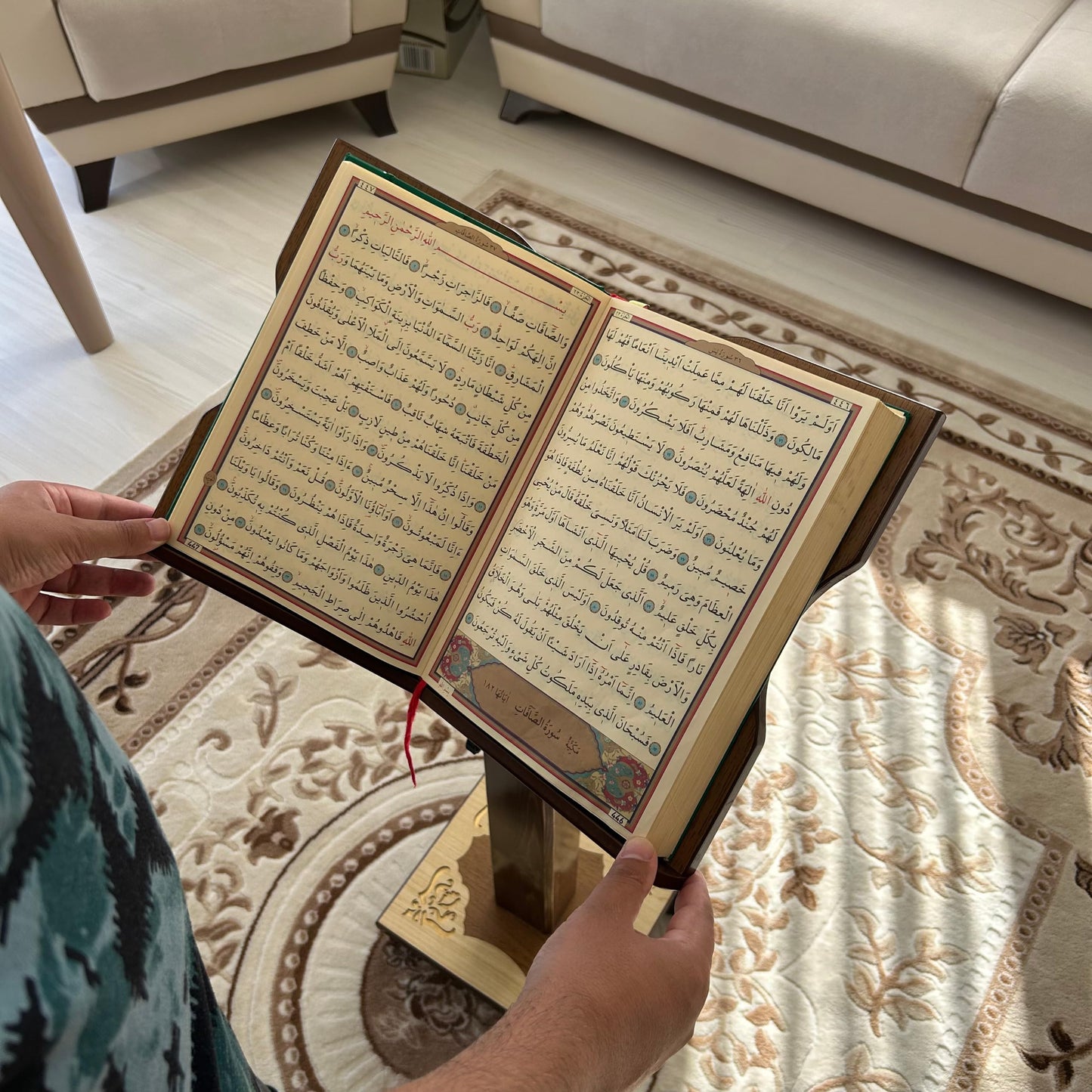 Lux Adjustable Moveable Wooden Book Stand | Quran, Koran Islamic Book Holder | Portable Islamic Book Holder | Reading Desk