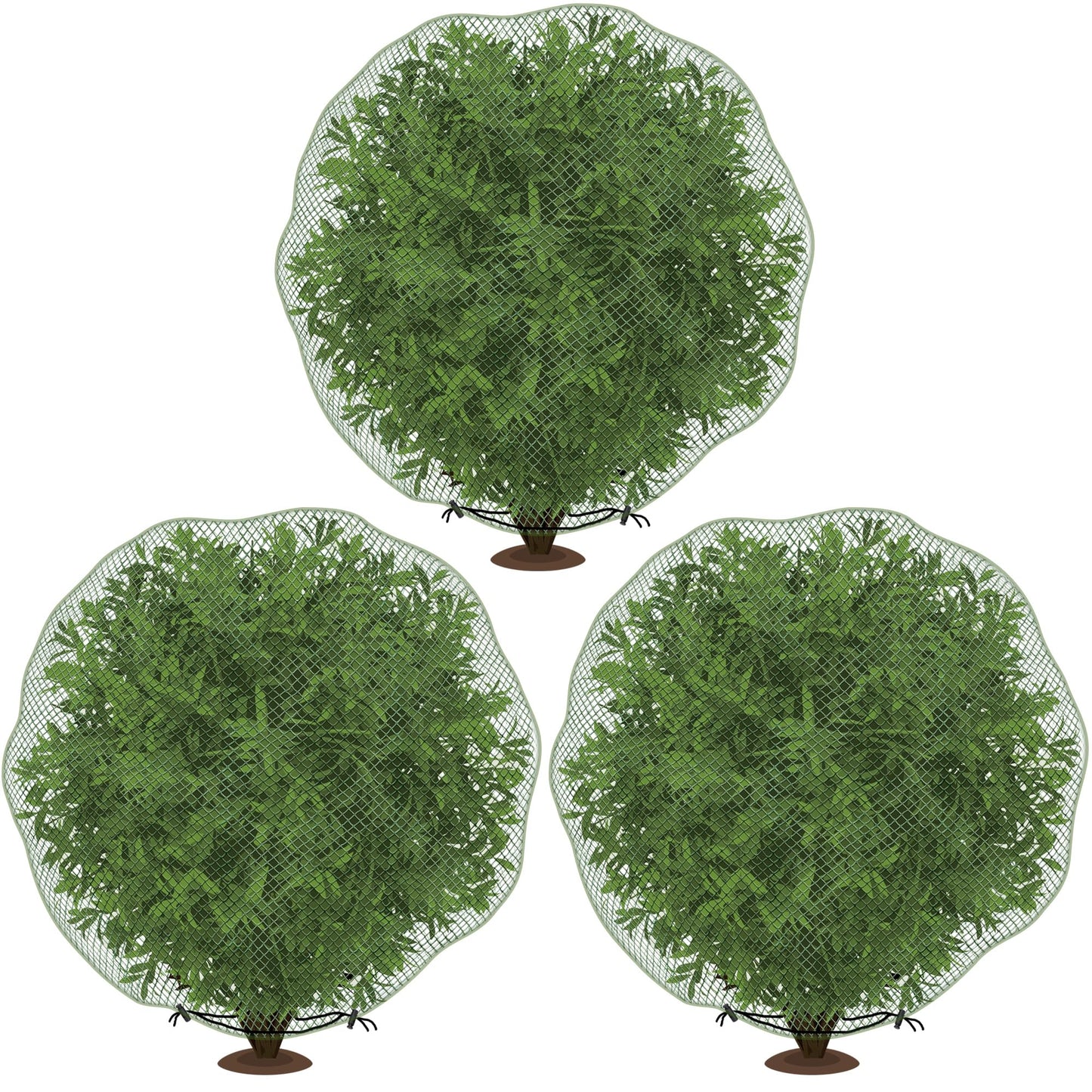 codree 3 Pcs Deer Netting for Shrubs- 7.8 x 7.8 Ft Deer Plant Netting Cover- Reusable Garden Plants Mesh Netting to Protect Undershrub Plant from Deer, Birds and Other Animals